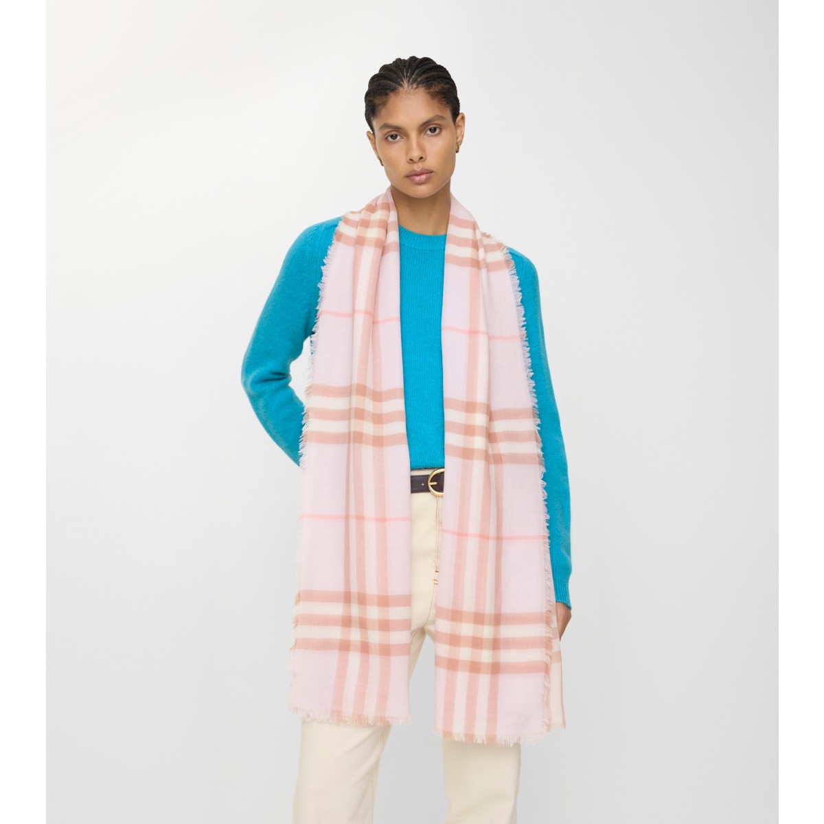  Check Wide Wool Scarf