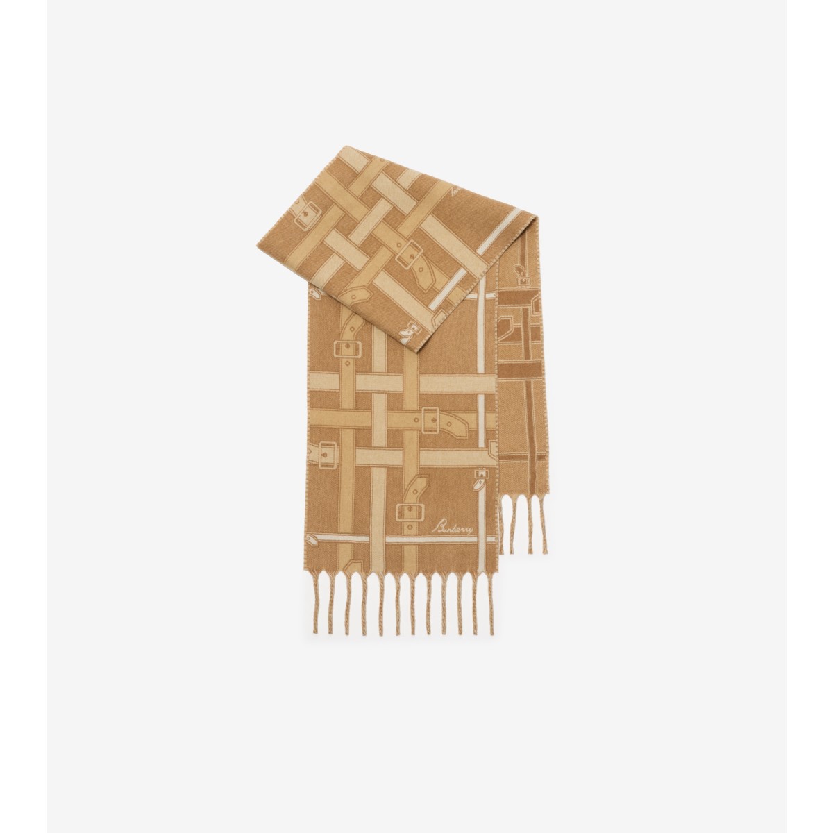 Burberry Belt Check Cashmere Scarf In Brown