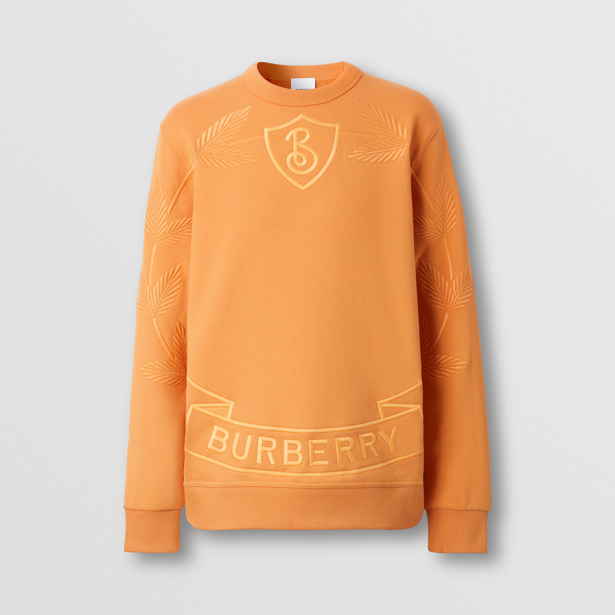 Embroidered Oak Leaf Crest Cotton Sweatshirt in Dusty Orange - Men | Burberry® Official - 4