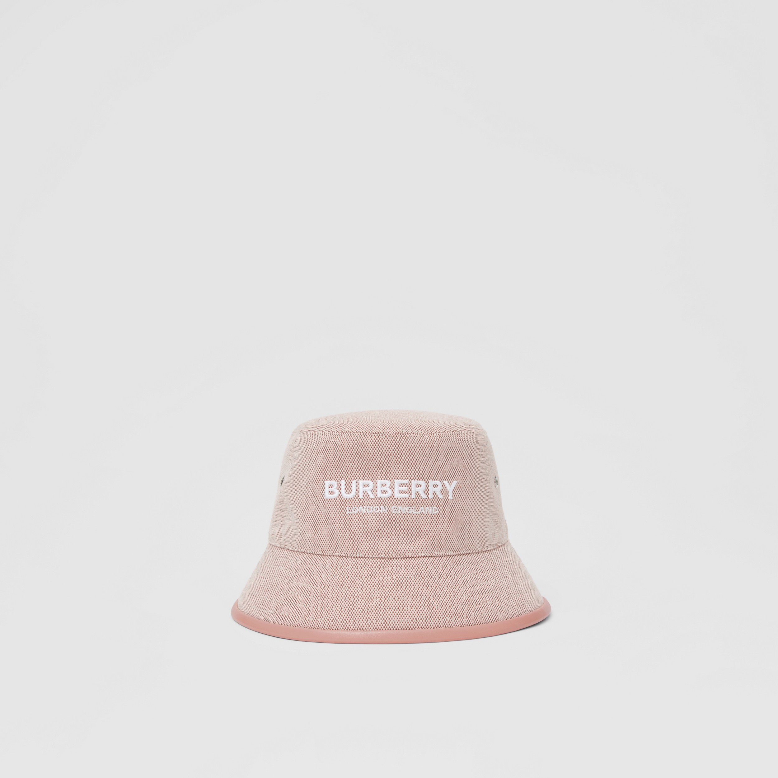 Embroidered Logo Cotton Canvas Bucket Hat in Red/ecru | Burberry® Official - 1