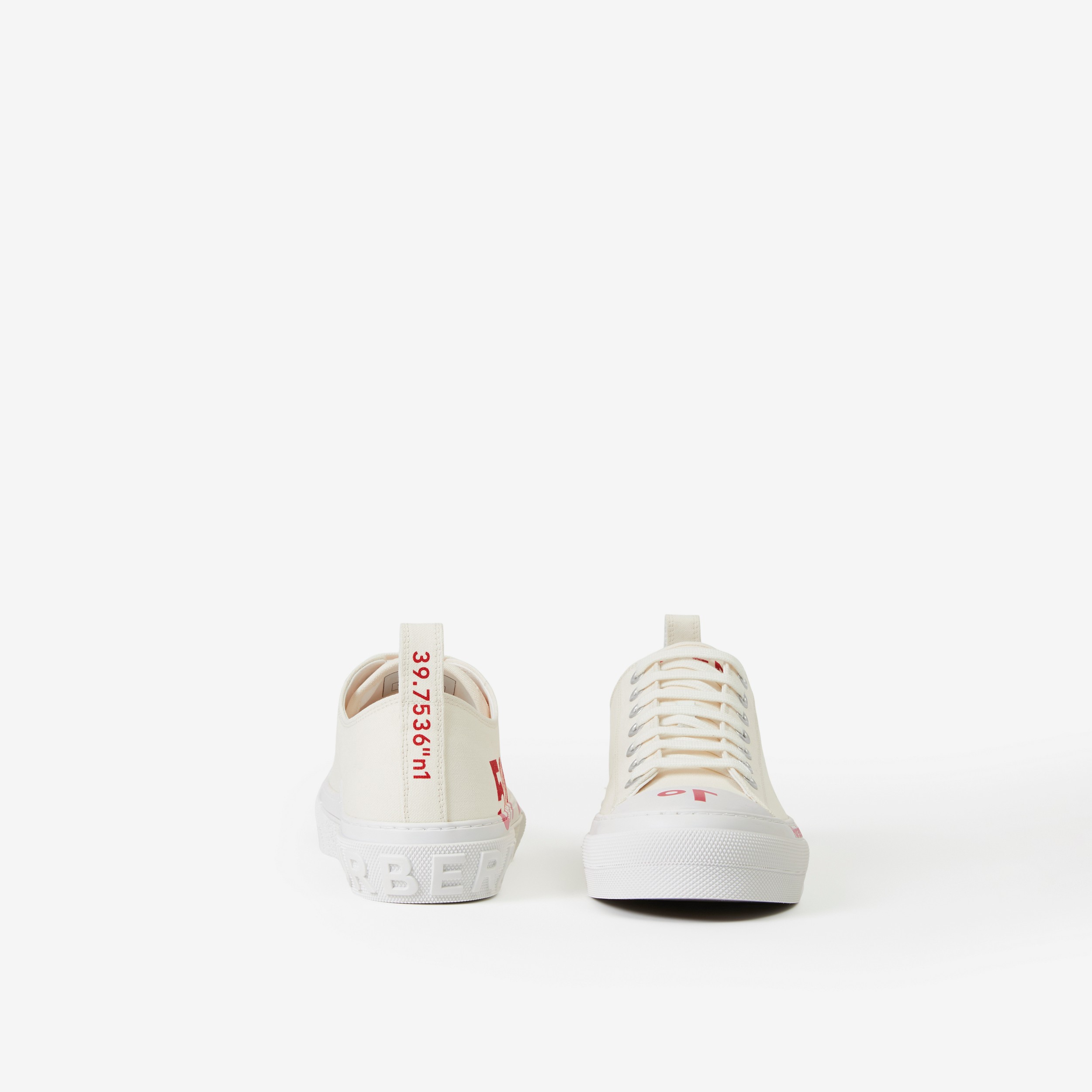 Sneakers en coton avec coordonnées (Blanc Neutre) - Homme | Site officiel Burberry® - 4