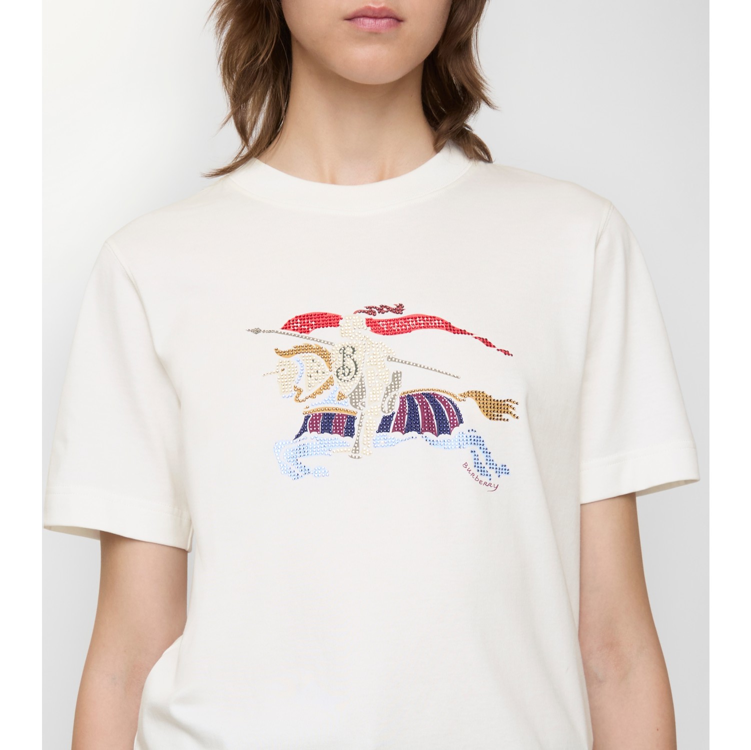 Crystal EKD Cotton T-shirt in Chalk - Women | Burberry® Official