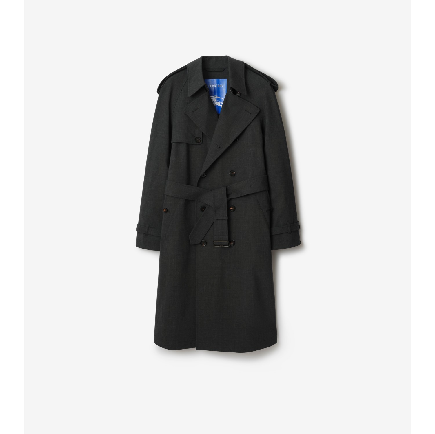 Long Bonded Stretch Wool Trench Coat