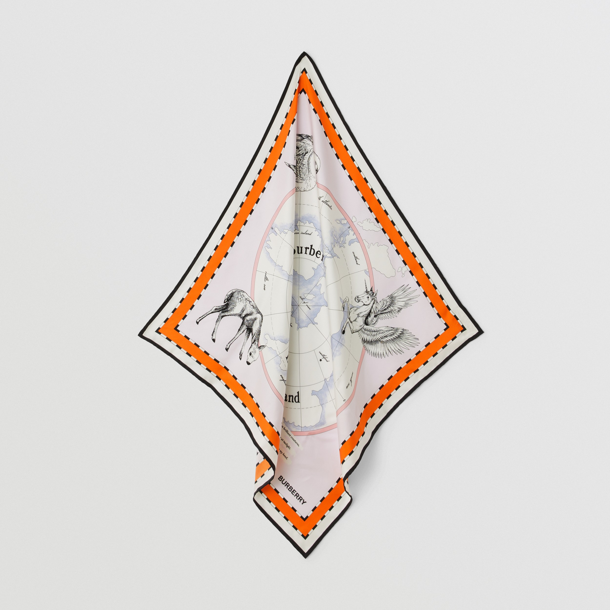 Pañuelo cuadrado en seda con motivo de reino animal (Rosa Alabastro) | Burberry® oficial - 4