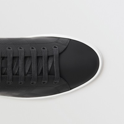 mens perforated leather sneakers