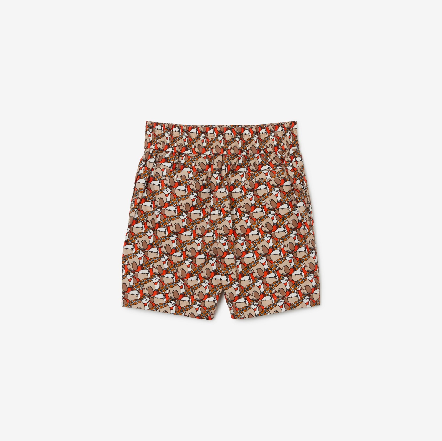 Thomas Bear Print Cotton Shorts in Scarlet Orange - Children | Burberry® Official