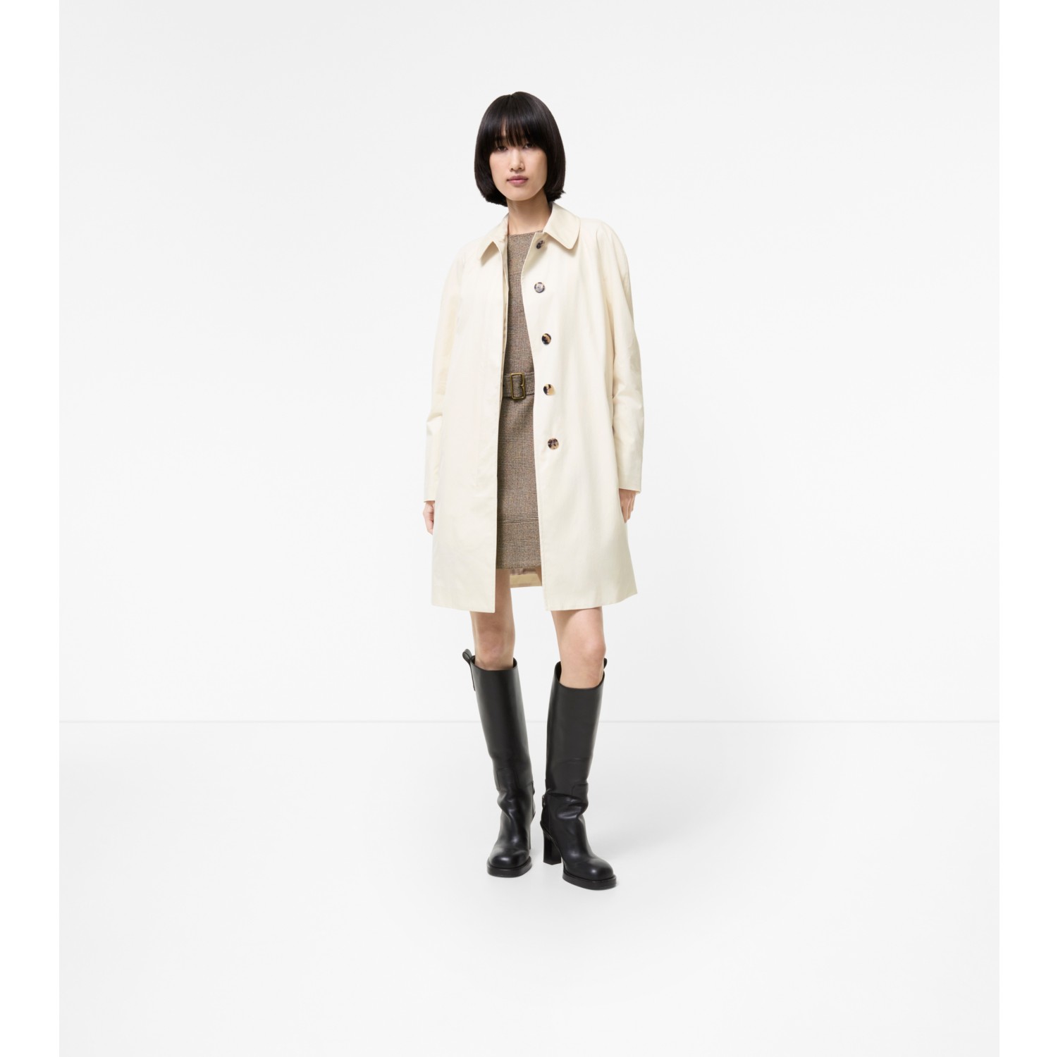 Mid-length Ruched Gabardine Car Coat