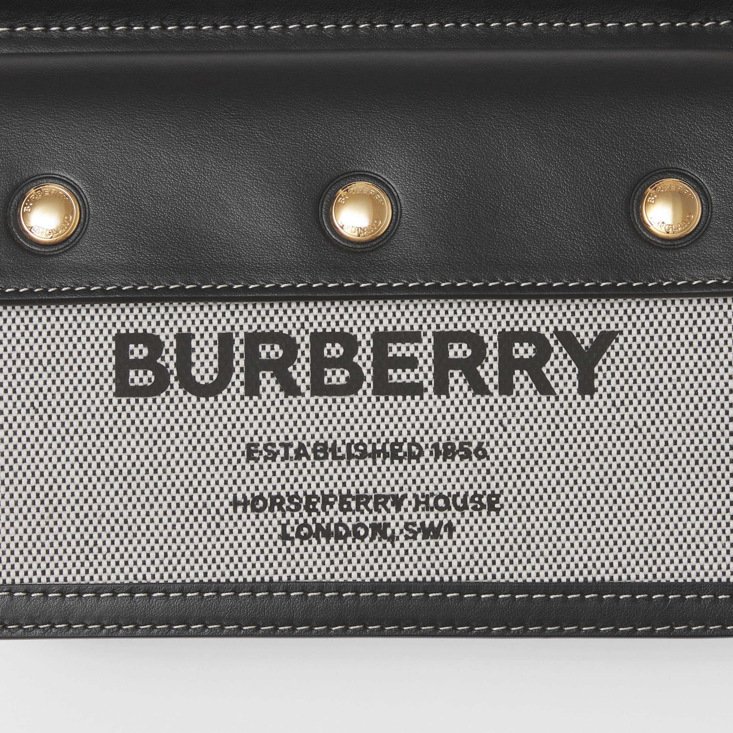 Mini Horseferry Print Title Bag with Pocket Detail in Black/tan - Women | Burberry® Official - 2