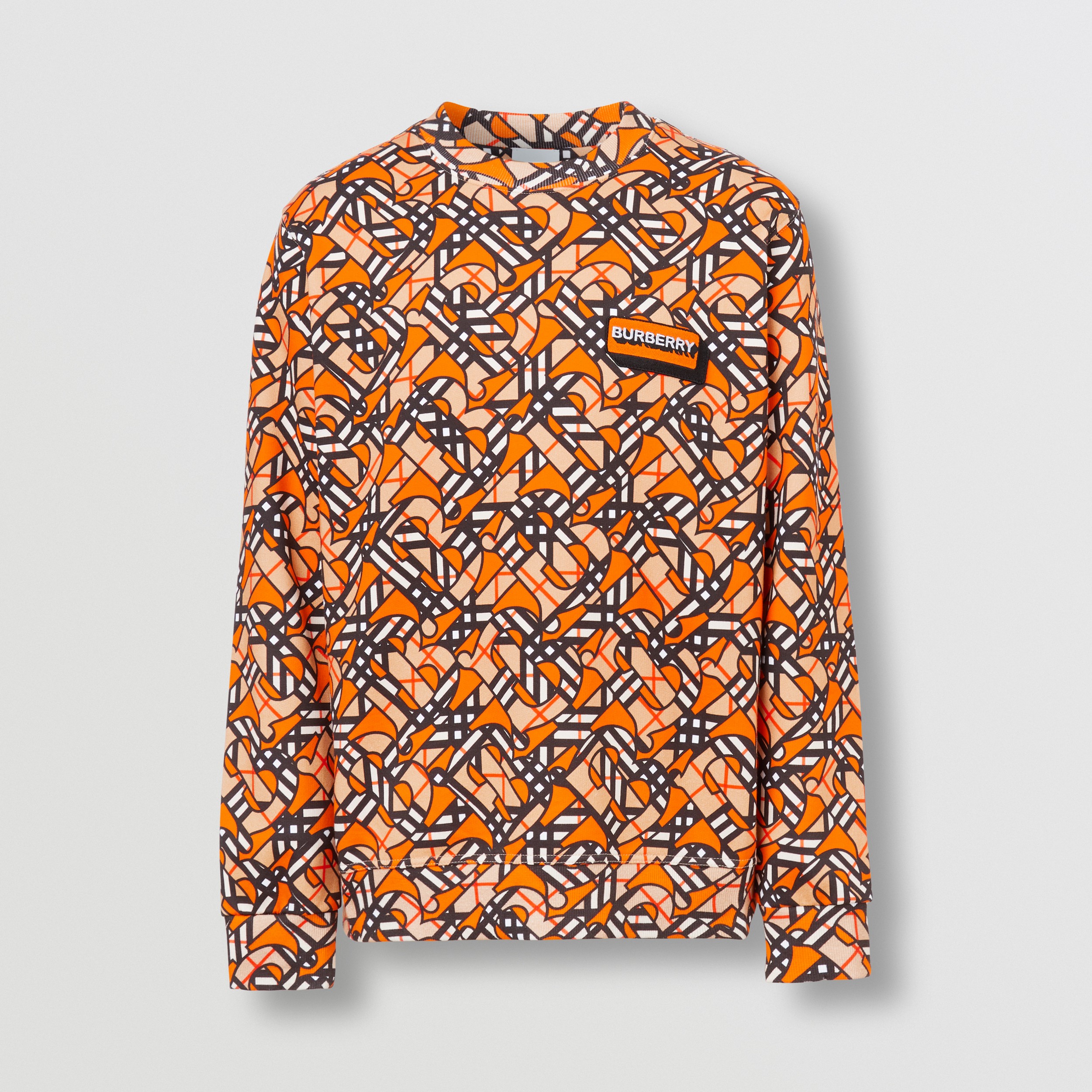Monogram Print Cotton Sweatshirt in Bright Orange - Men | Burberry® Official - 4