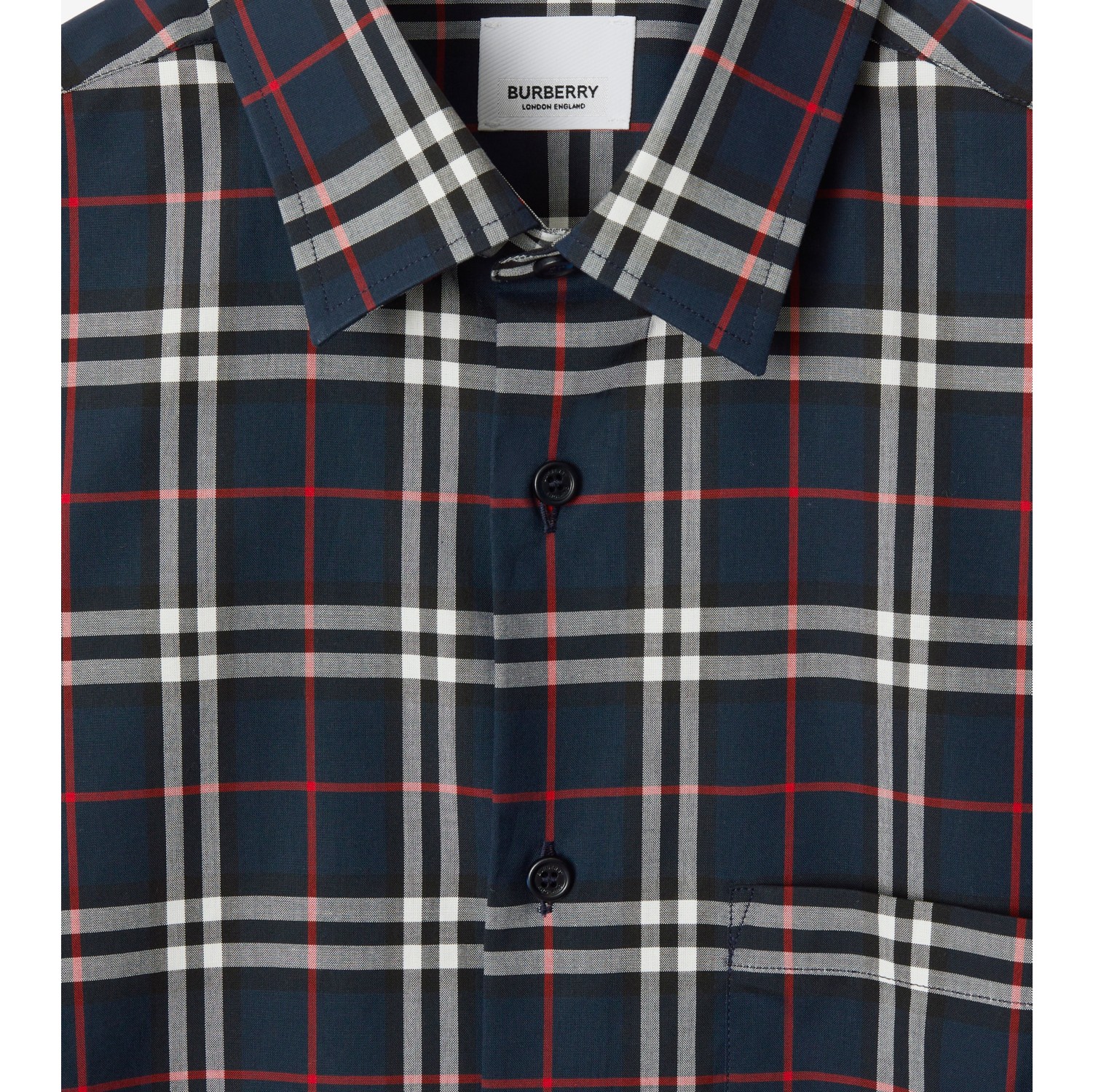 Check Cotton Shirt in Navy - Men | Burberry® Official