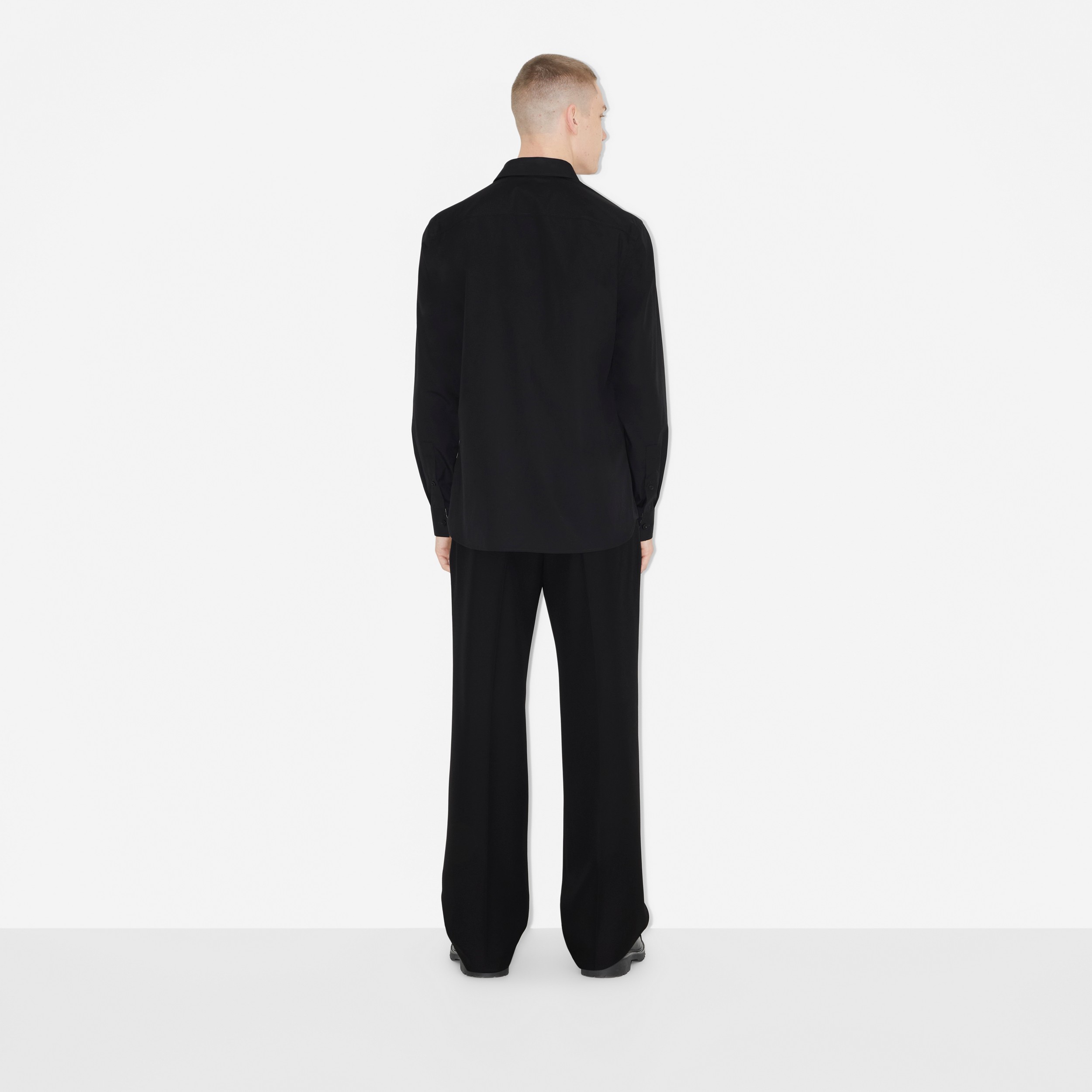 Camisa en algodón elástico con EKD bordado (Negro) - Hombre | Burberry® oficial - 4