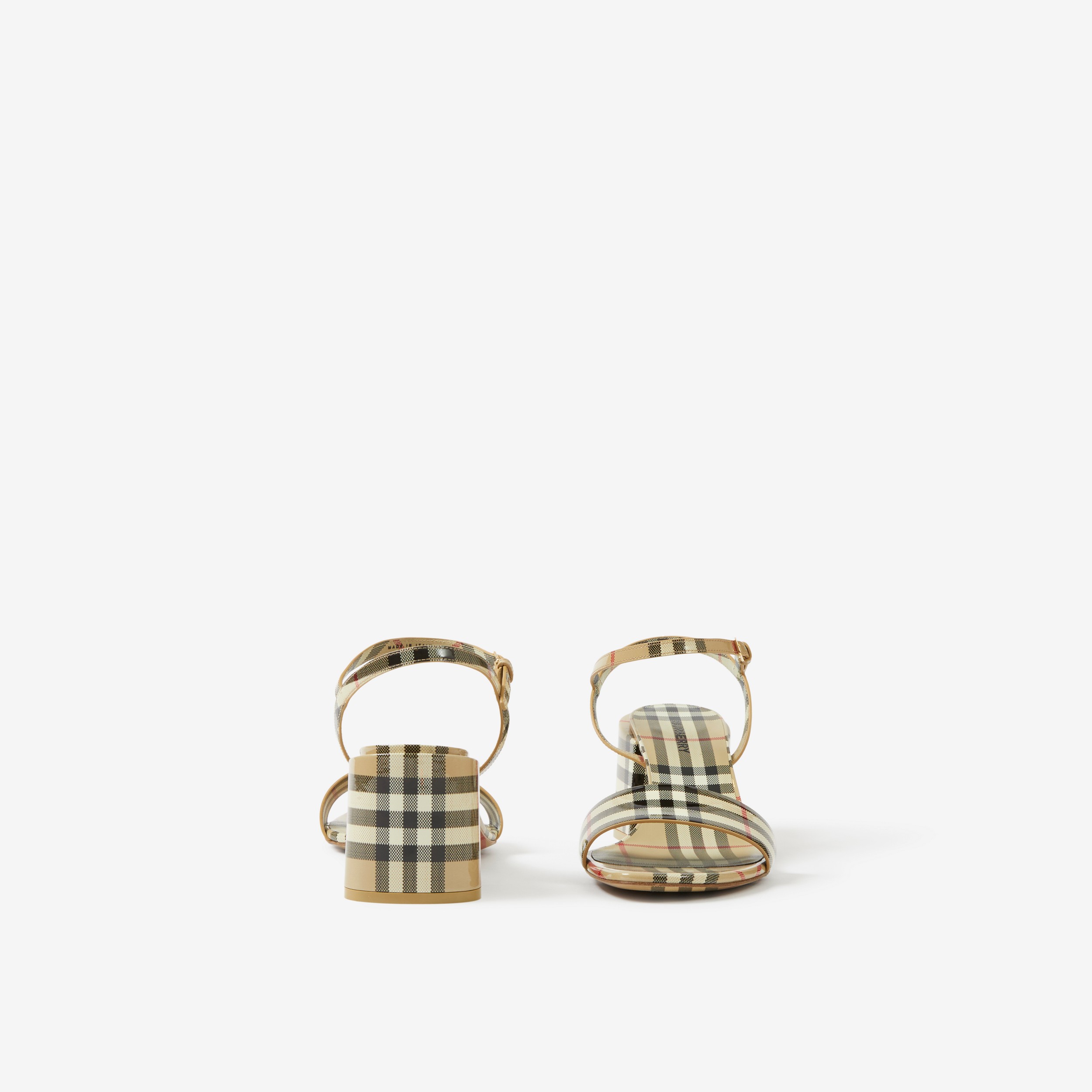 Sandálias de couro envernizado com estampa Vintage Check (Bege Clássico) | Burberry® oficial - 4