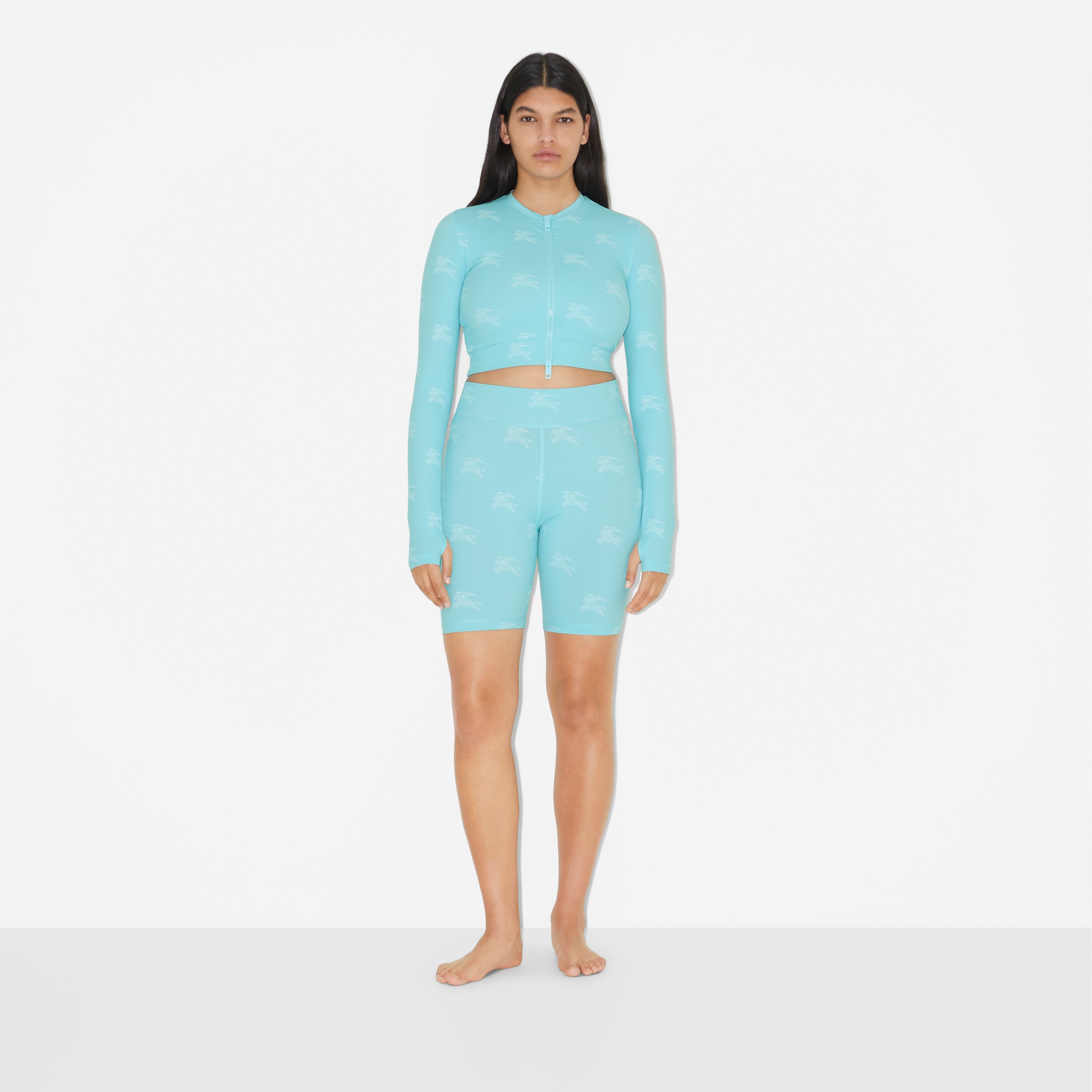 EKD Stretch Jersey Cropped Top in Bright Topaz - Women | Burberry® Official - 2