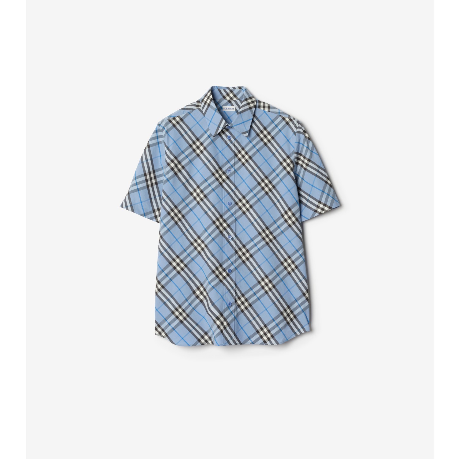 Regular Fit Check Cotton Shirt in Cornflower blue - Men | Burberry® Official