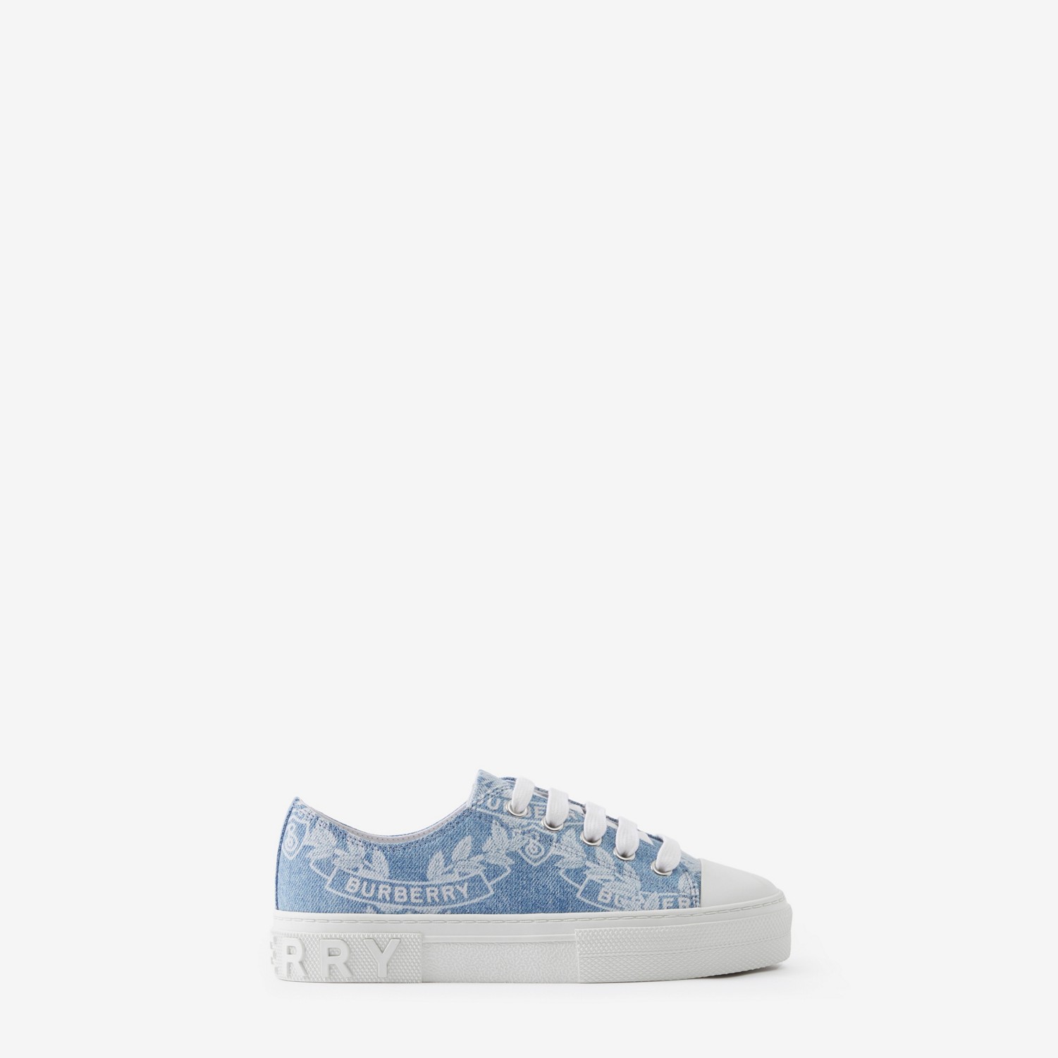 Sneakers en coton à écusson feuille de chêne (Bleu Pâle) - Enfant | Site officiel Burberry®