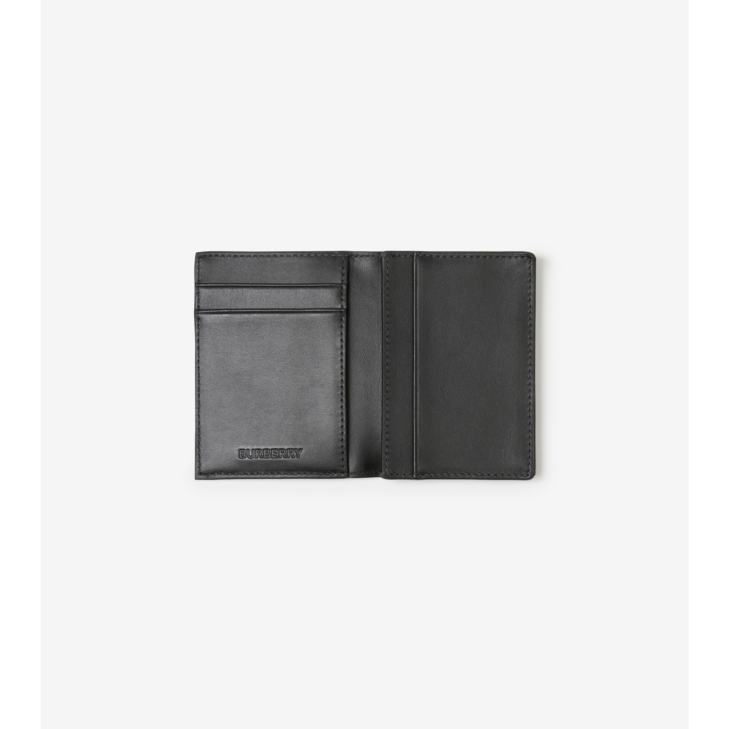 Check and Leather Card Case in Charcoal - Men | Burberry® Official