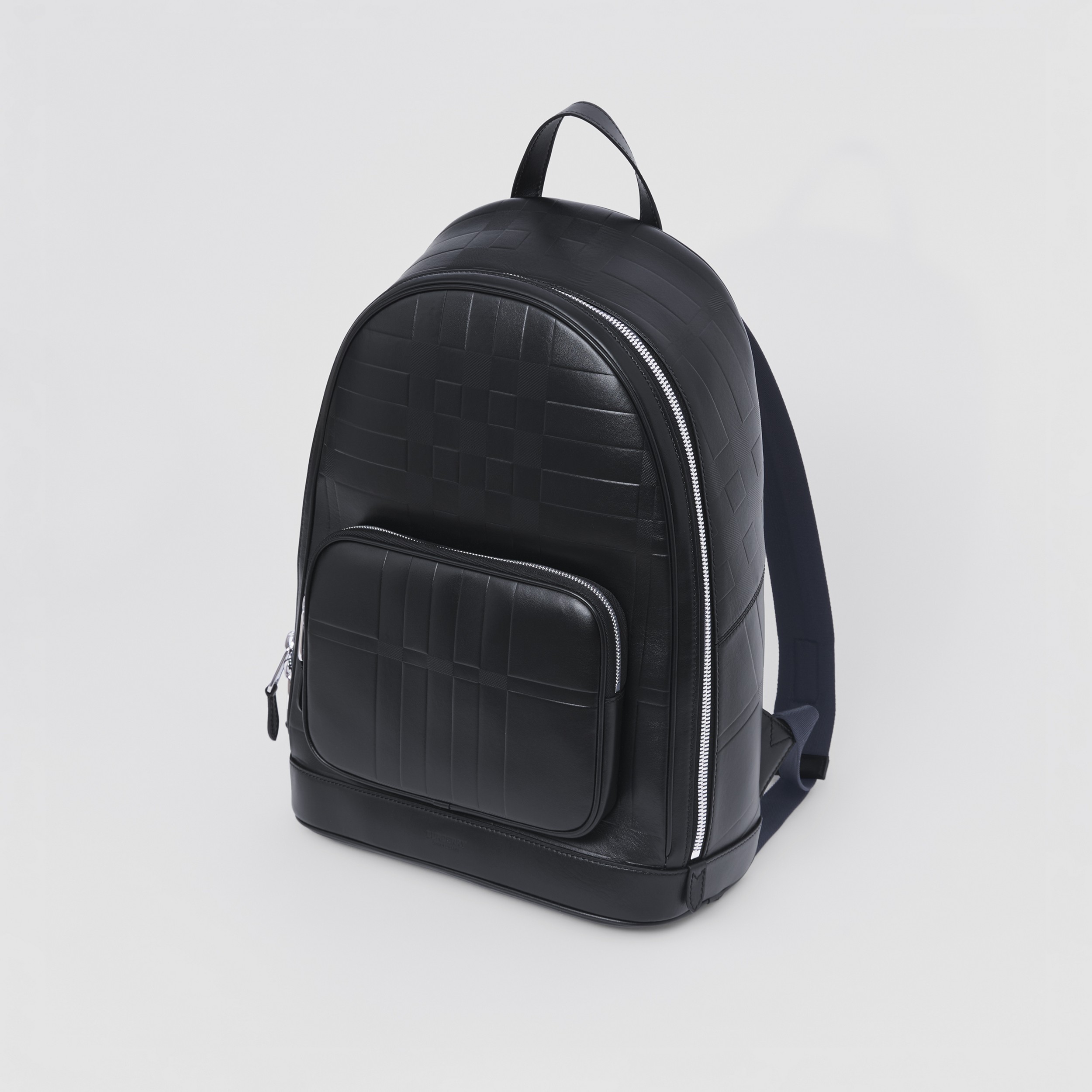 Embossed Check Leather Backpack in Black - Men | Burberry® Official - 4