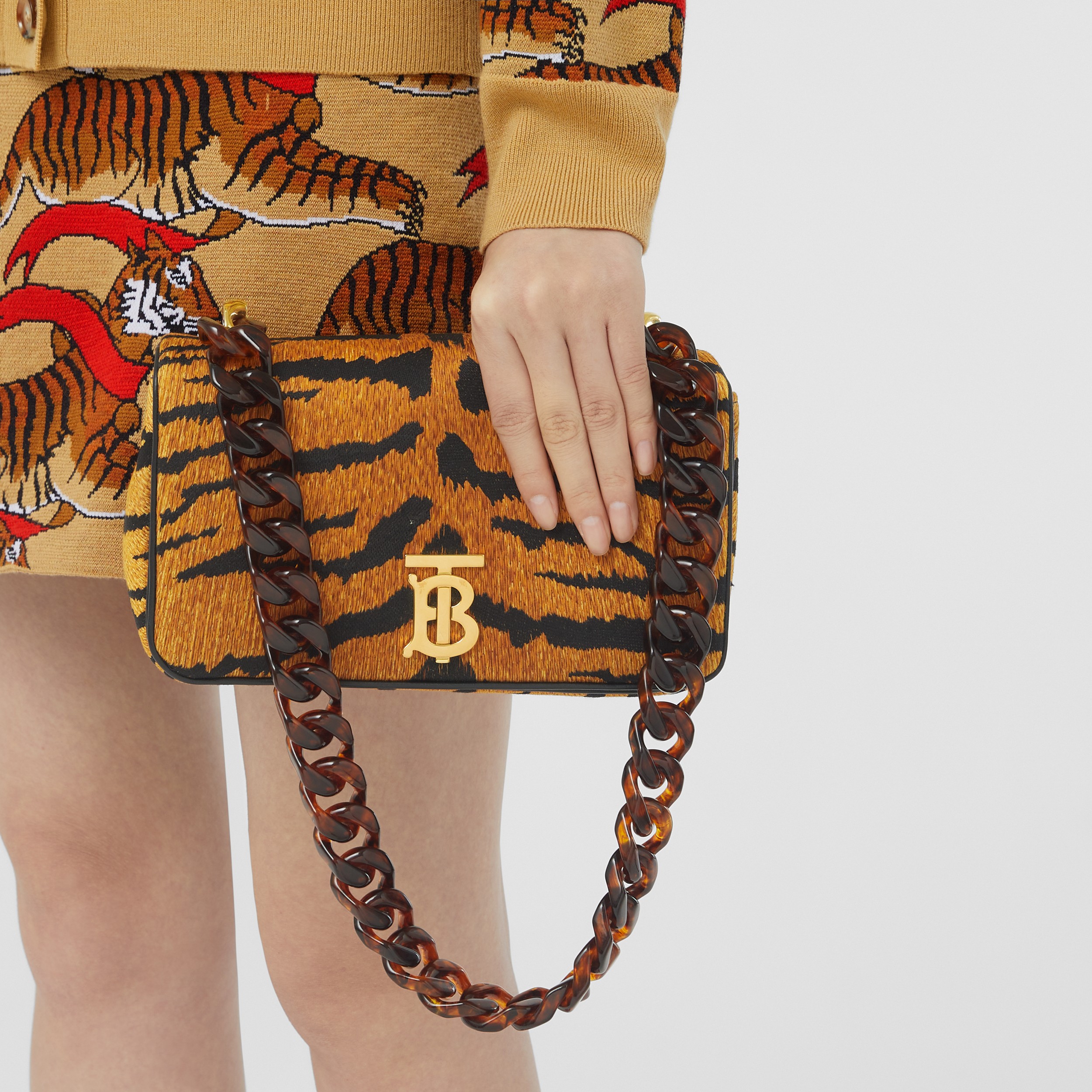 Kleine Handtasche „Lola“ aus Baumwolle mit Tigerstreifen (Schwarz/beige) - Damen | Burberry® - 3