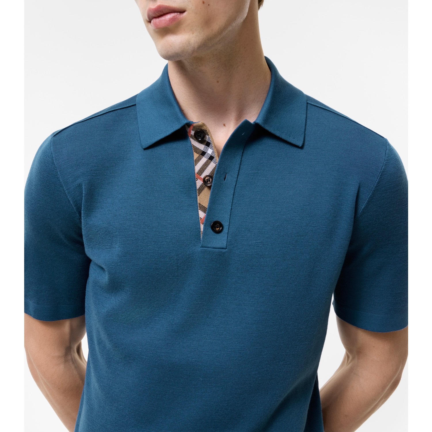 Wool Polo Shirt in Maritime blue - Men | Burberry® Official
