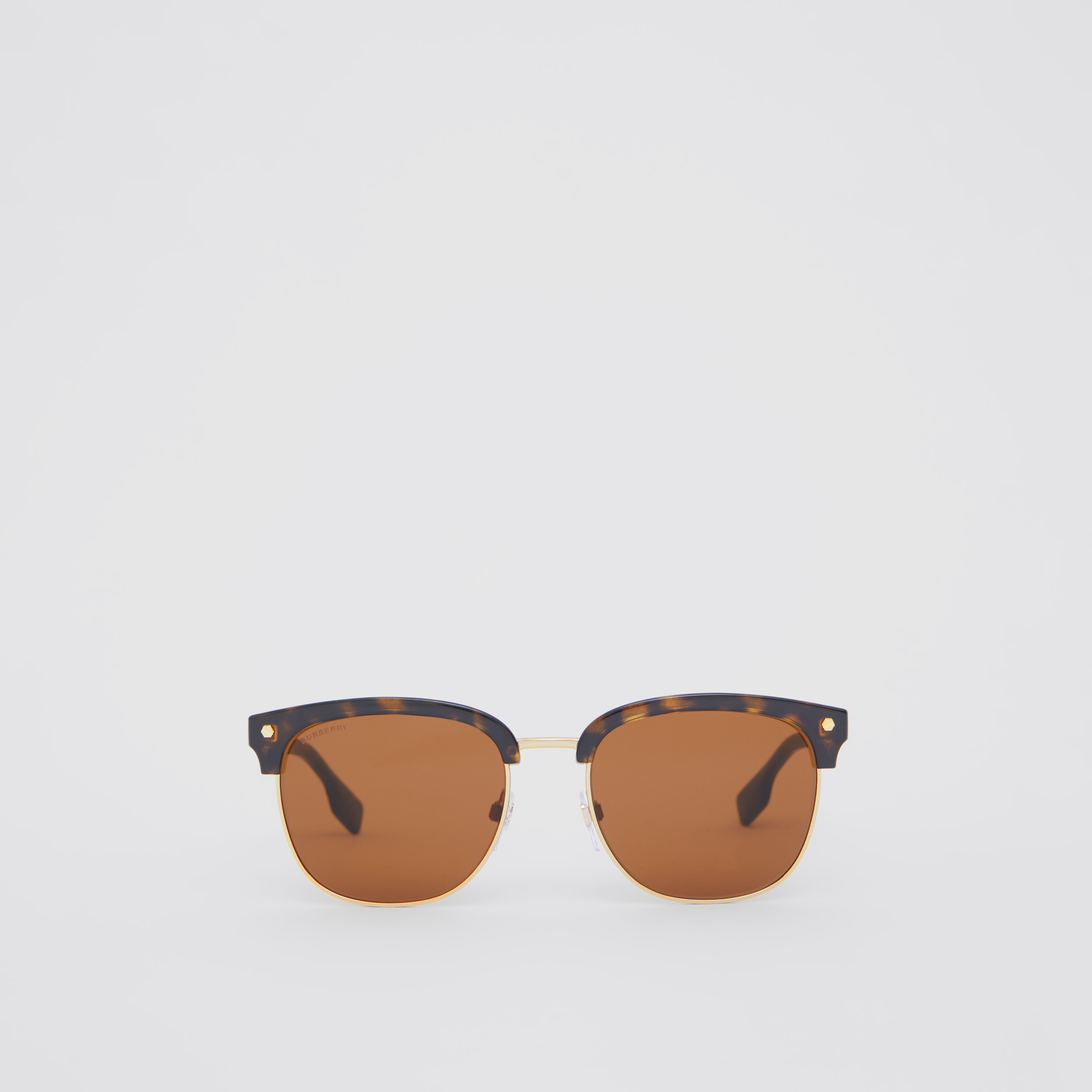 Icon Stripe Detail Square Frame Sunglasses In Tortoiseshell Men