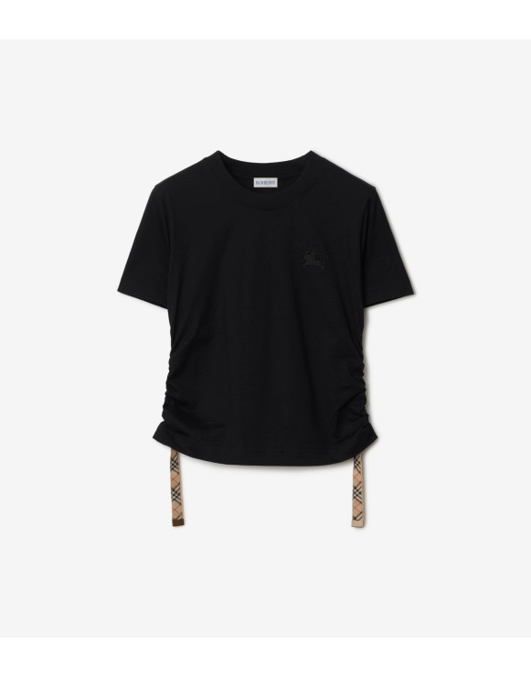 Check Trim Cotton T-shirt