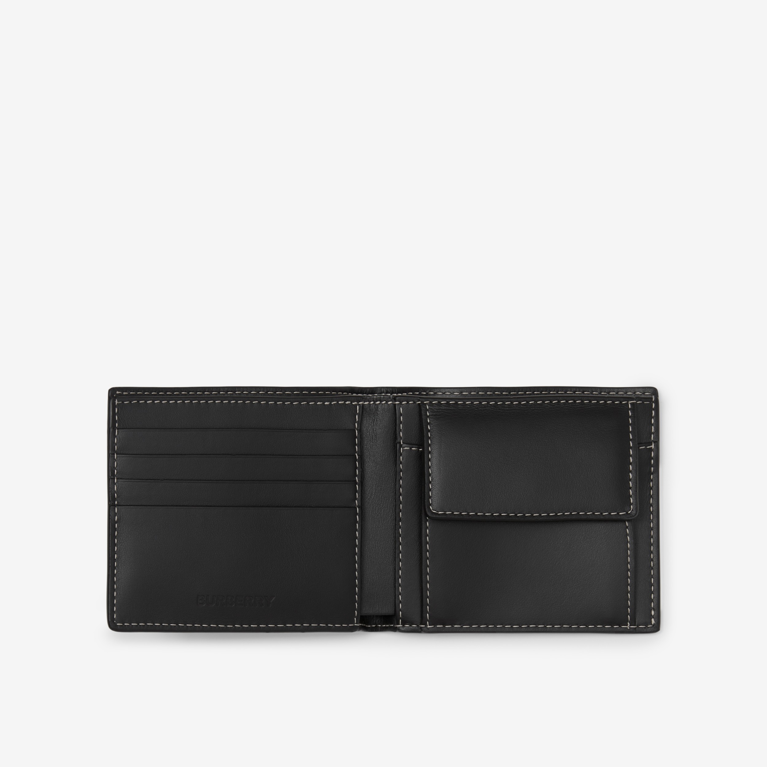 通販 送料無料  BURBERRY チャコールチェック バイフォールド コインウォレット 小物