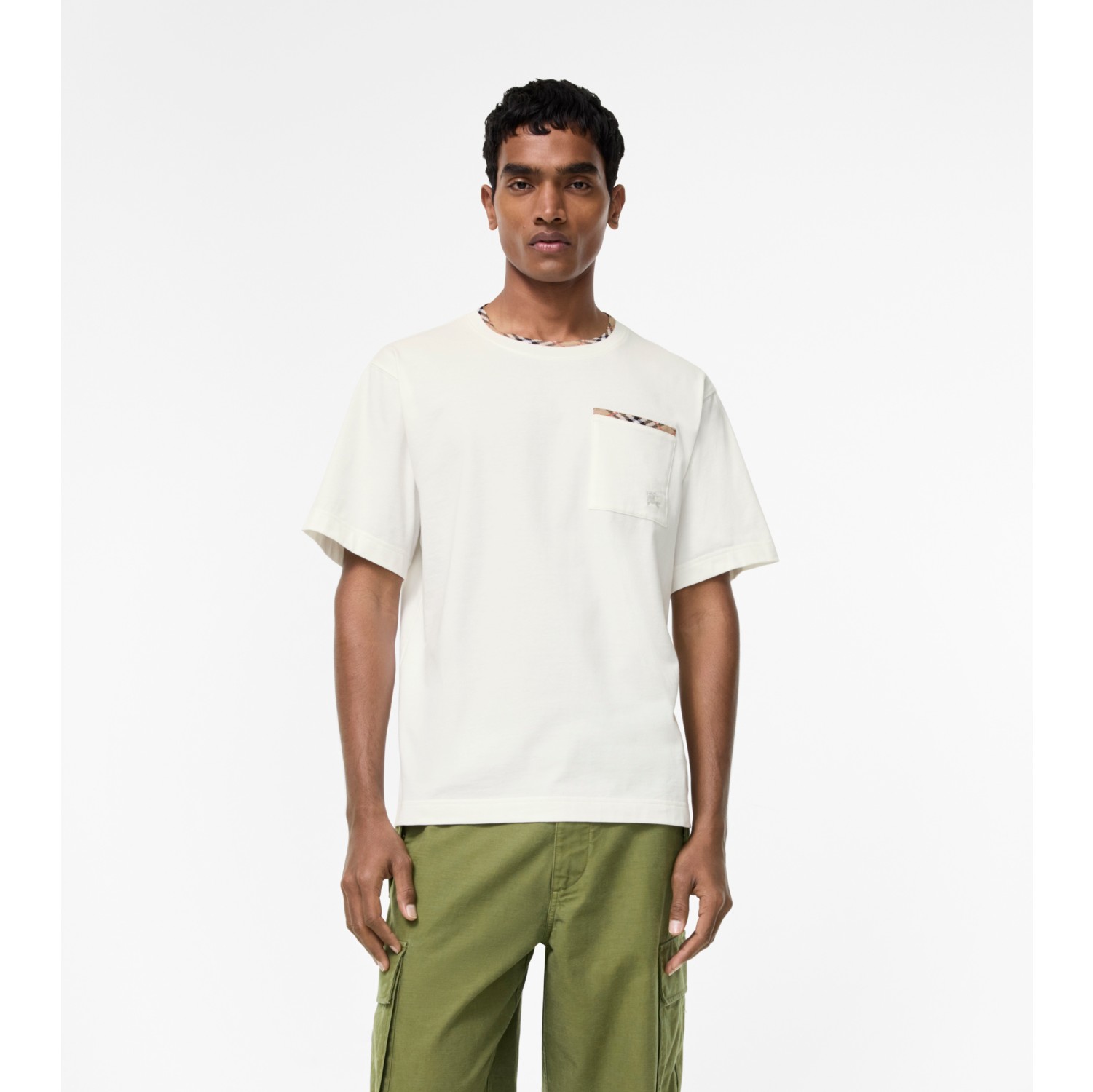 Check Trim Cotton T-shirt