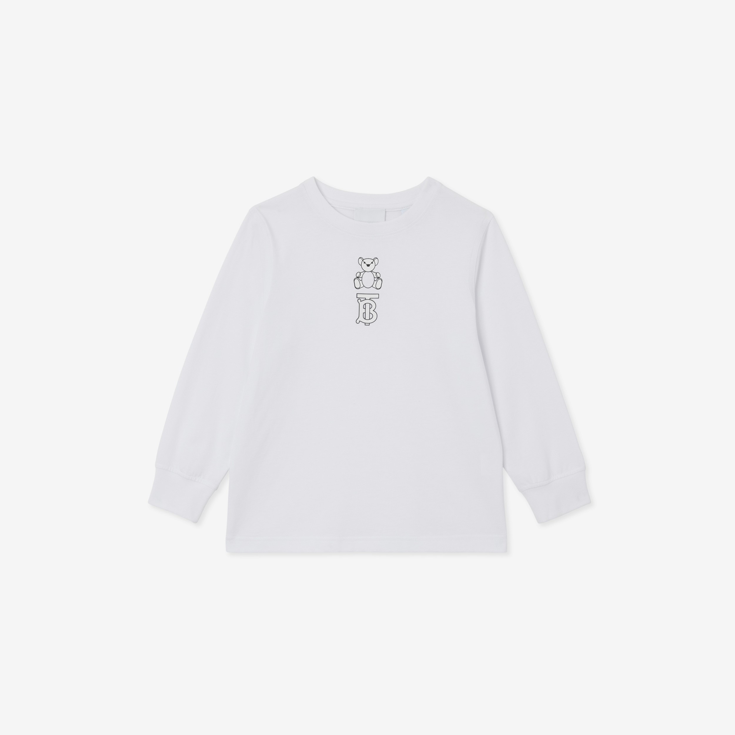 Camiseta de manga larga en algodón con collage (Blanco) | Burberry® oficial - 1