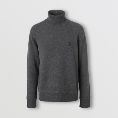 black cashmere roll neck sweater