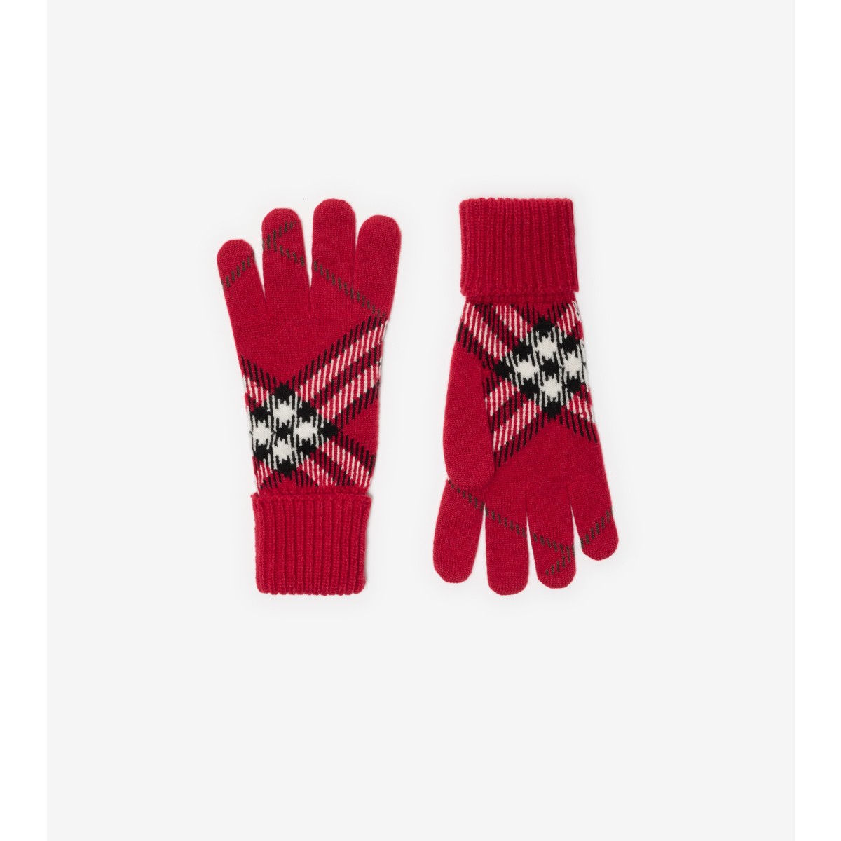  Check Cashmere Blend Gloves