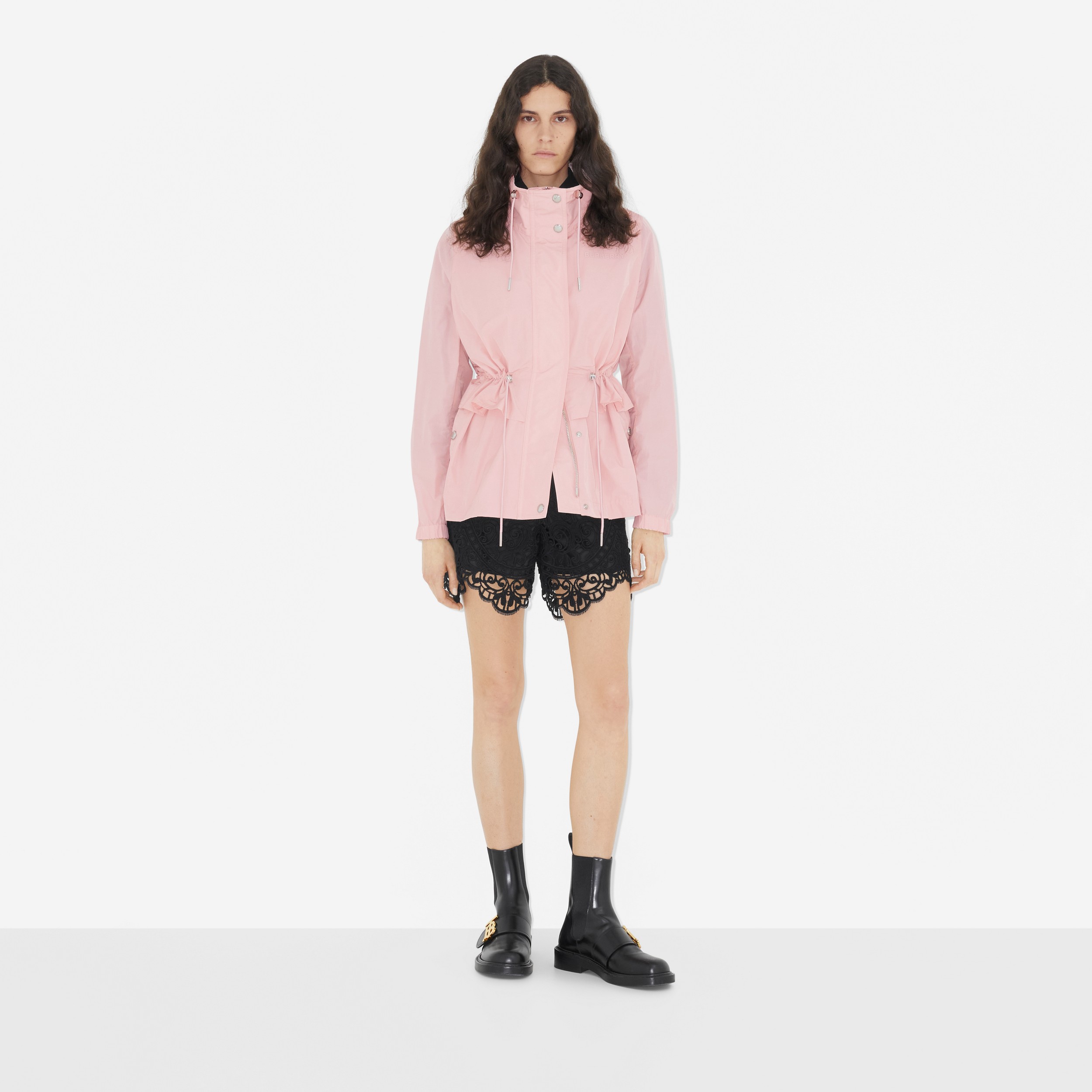 Cotton Blend Funnel Neck Jacket in Sorbet Pink - Women | Burberry® Official - 2