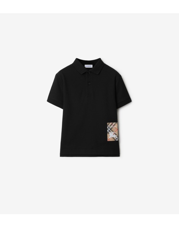 Check Label Cotton Polo Shirt