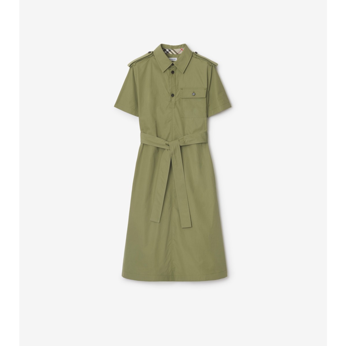 Burberry Cotton Shirt Dress In Green