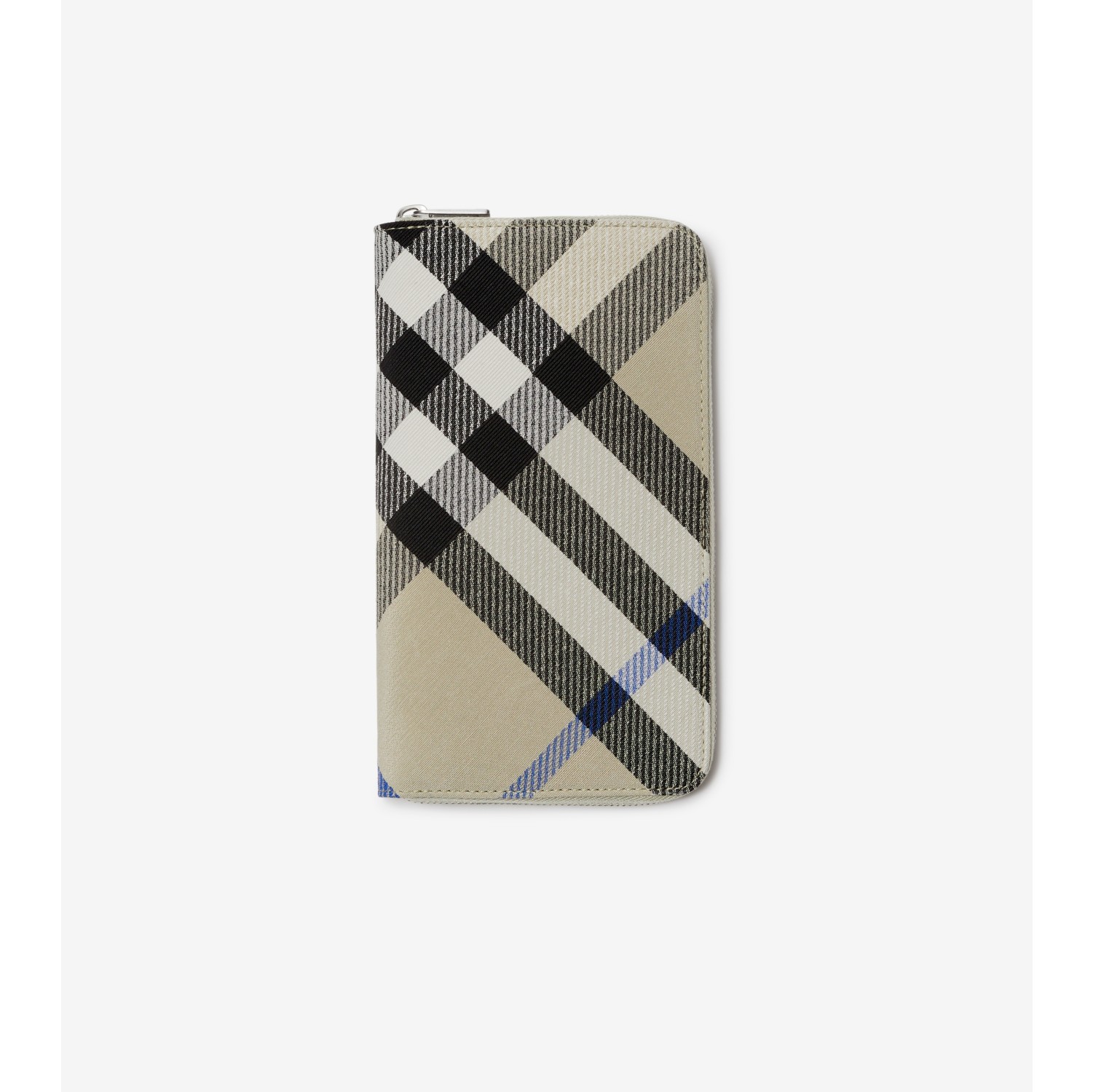 Large Check Zip Wallet in Lichen Men Canvas Burberry Official