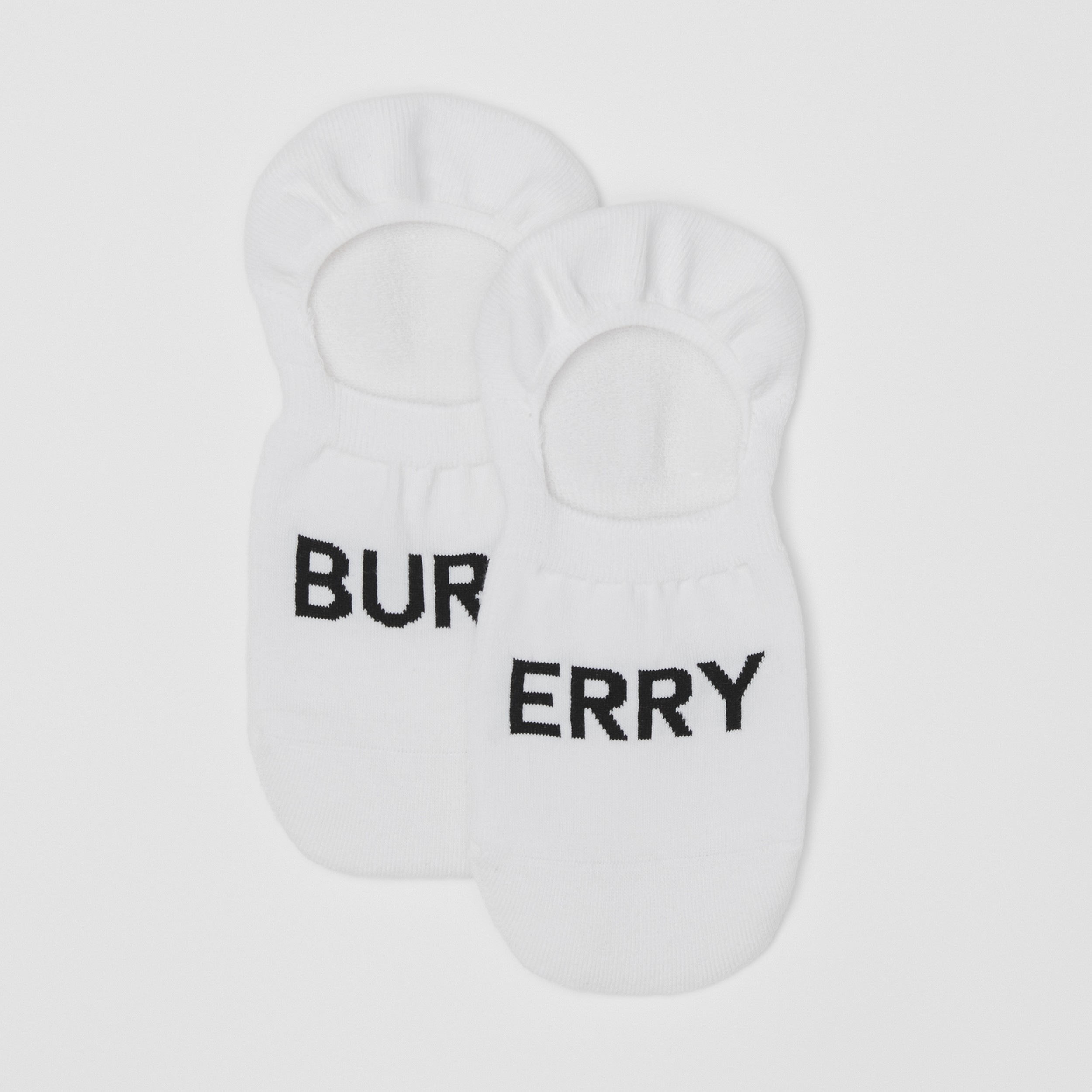 Logo Intarsia Cotton Blend Sneaker Socks in White | Burberry® Official - 4