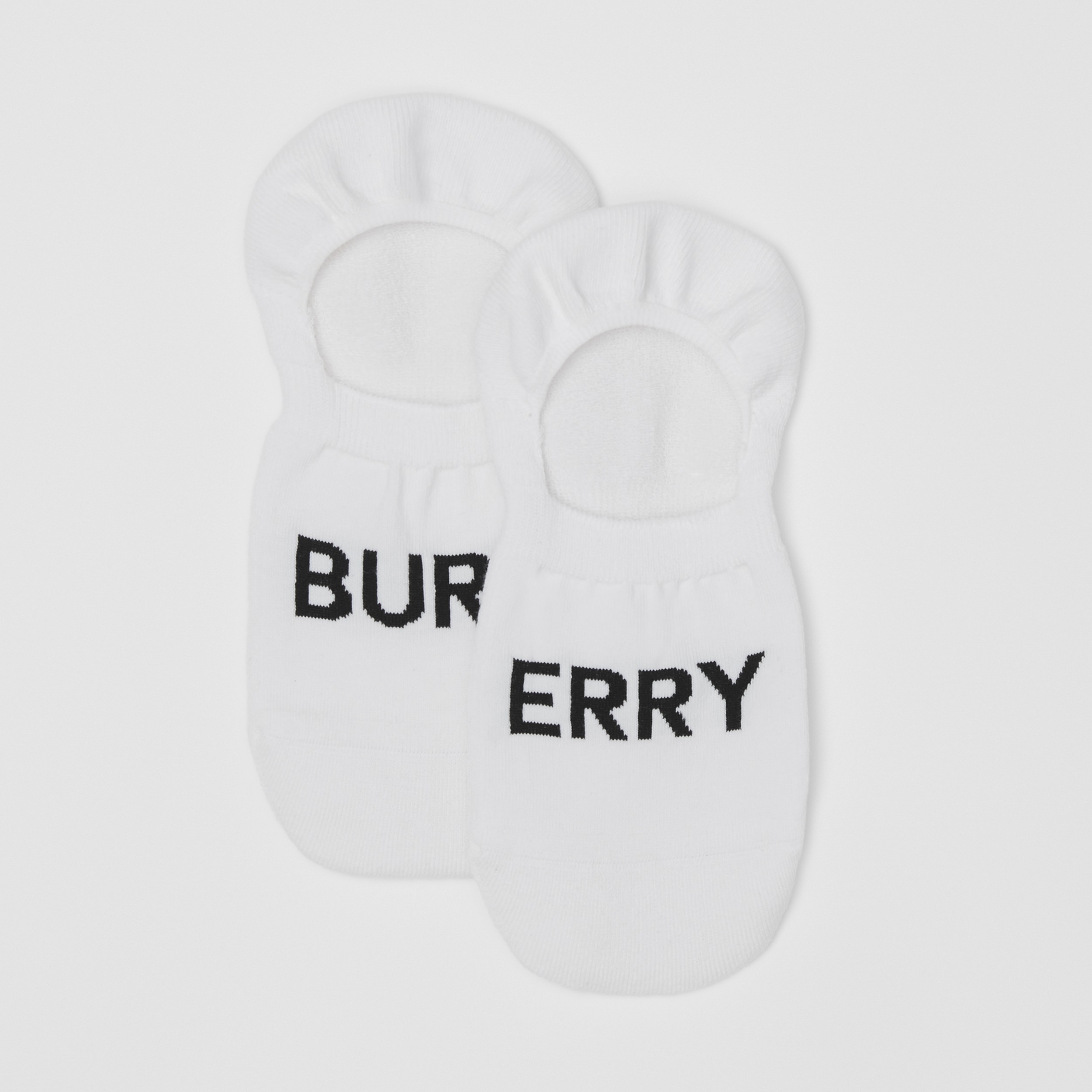 Logo Intarsia Cotton Blend Sneaker Socks in White | Burberry® Official - 4