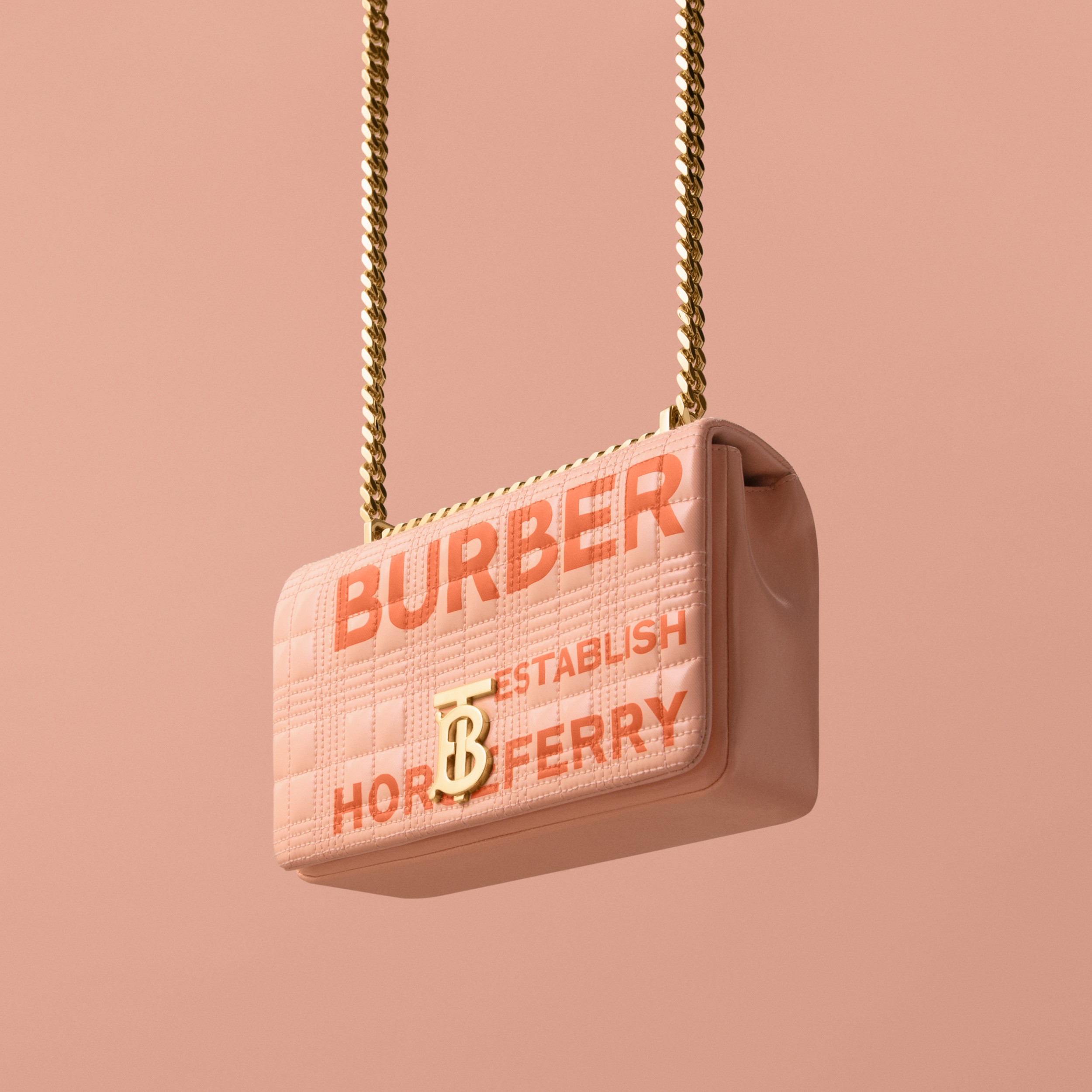 Horseferry Print Quilted Small Lola Bag – Online Exclusive in Peach Pink - Women | Burberry® Official - 1