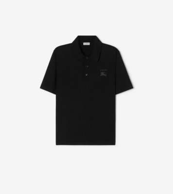 Wool Polo Shirt in Black - Men | Burberry® Official