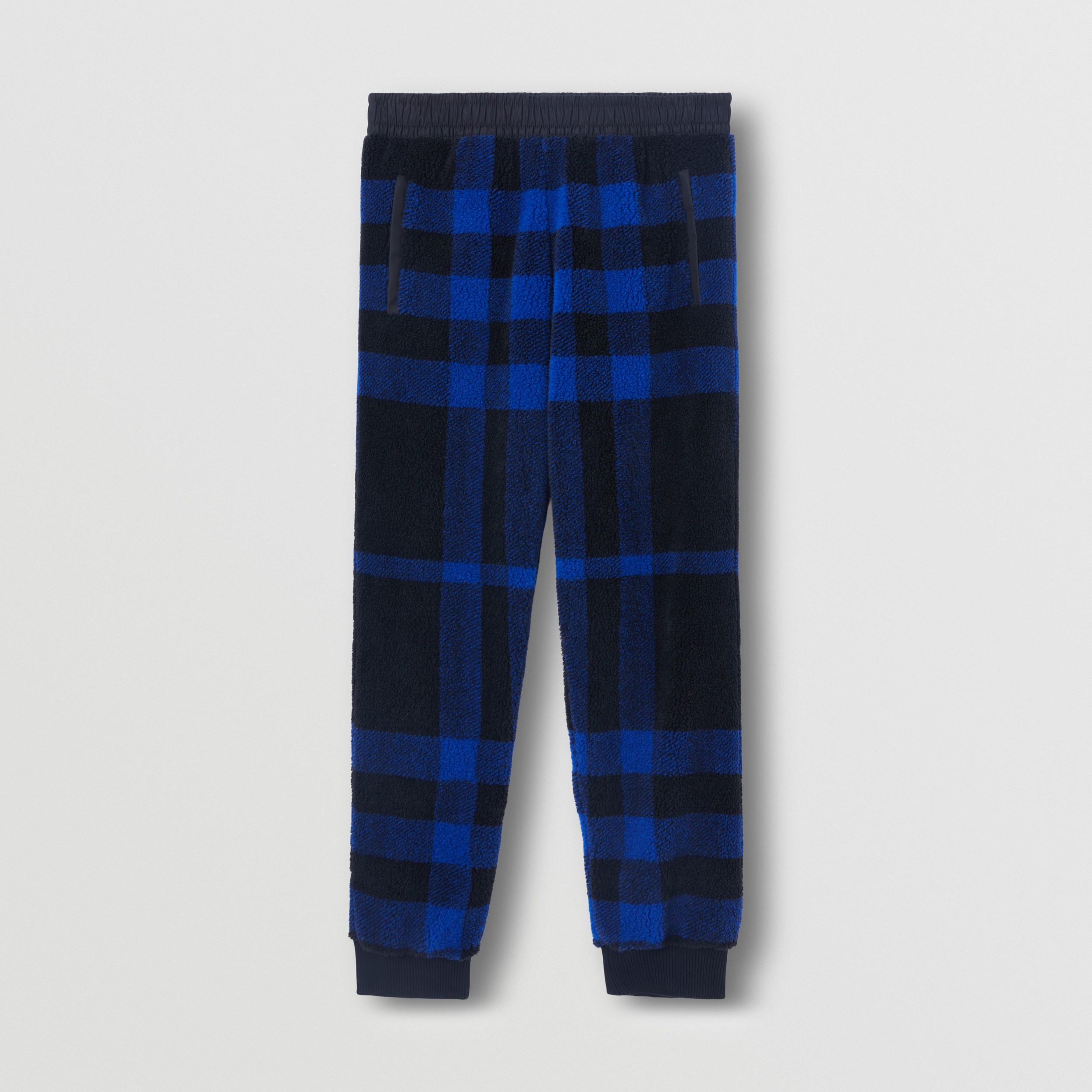 Exaggerated Check Fleece Jogging Pants in Deep Royal Blue - Men | Burberry® Official - 4