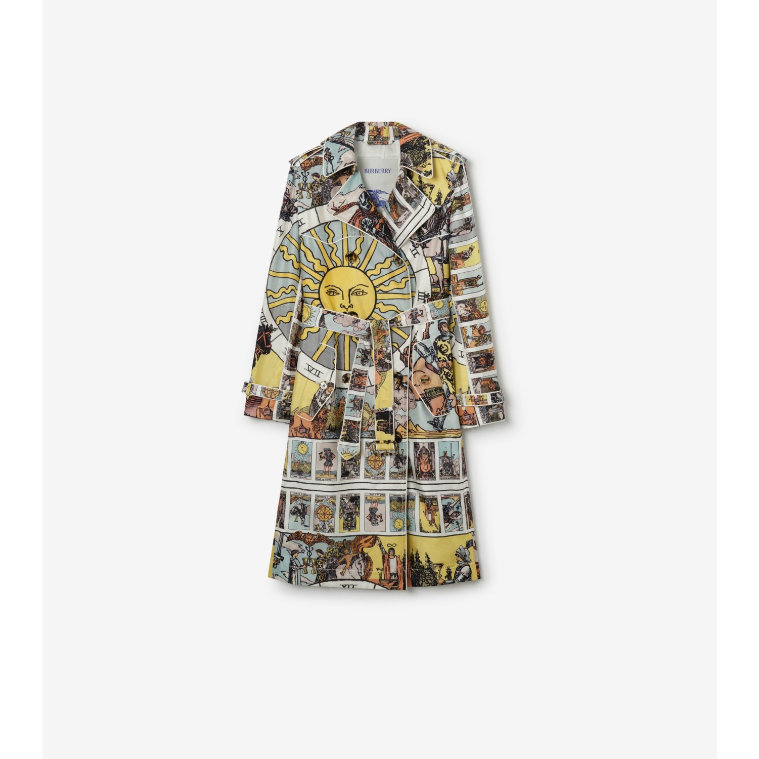 Long Tarot Print Silk Foxfield Trench Coat