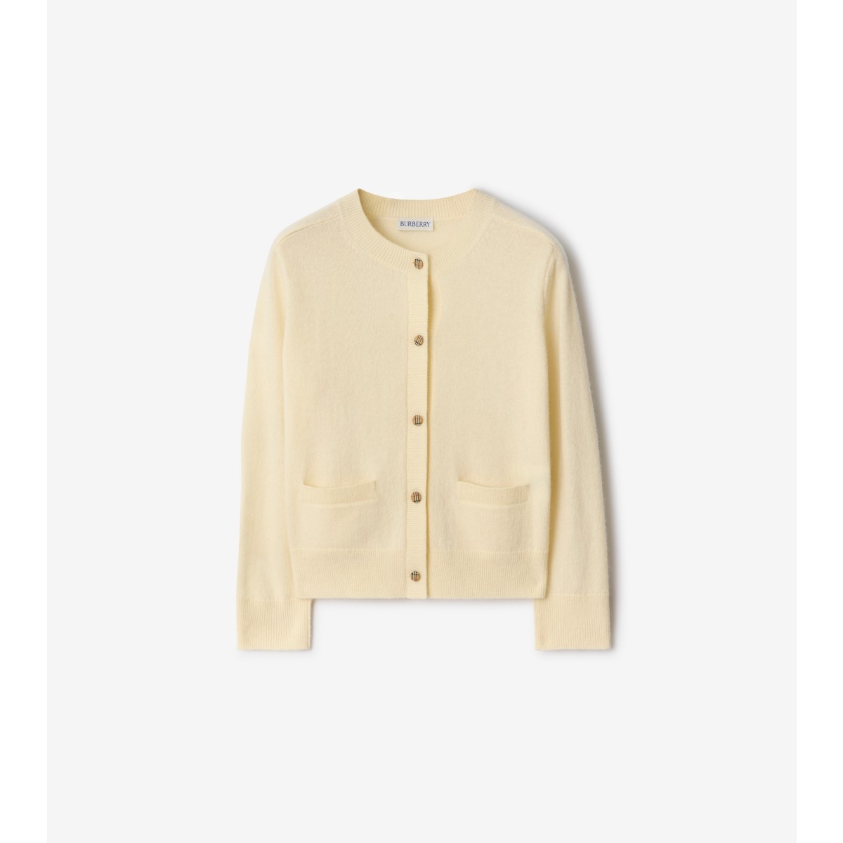  Check Patch Wool Cashmere Cardigan