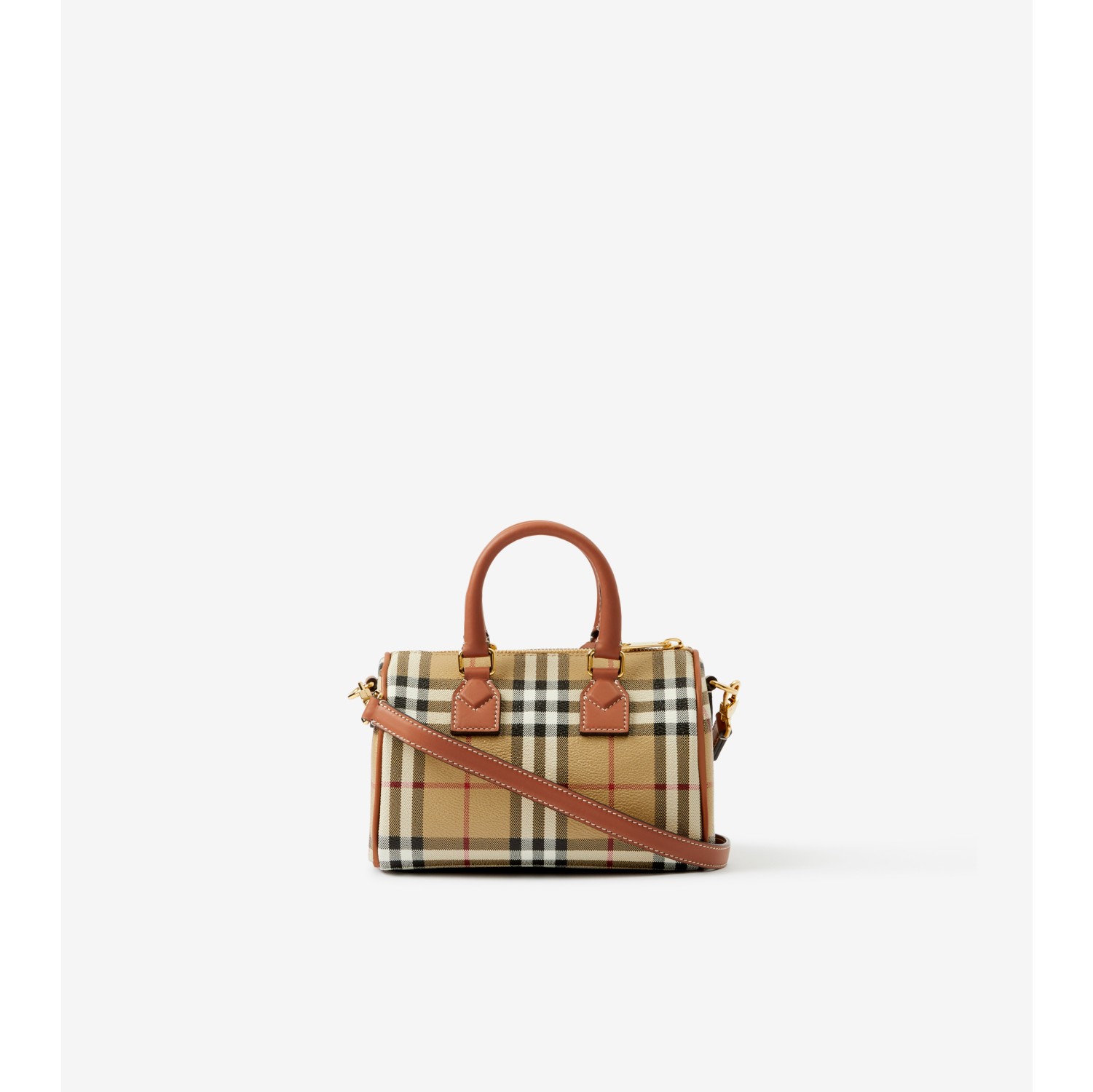 Mini Check Bowling Bag in Archive beige briar brown Women Vintage Check Burberry Official