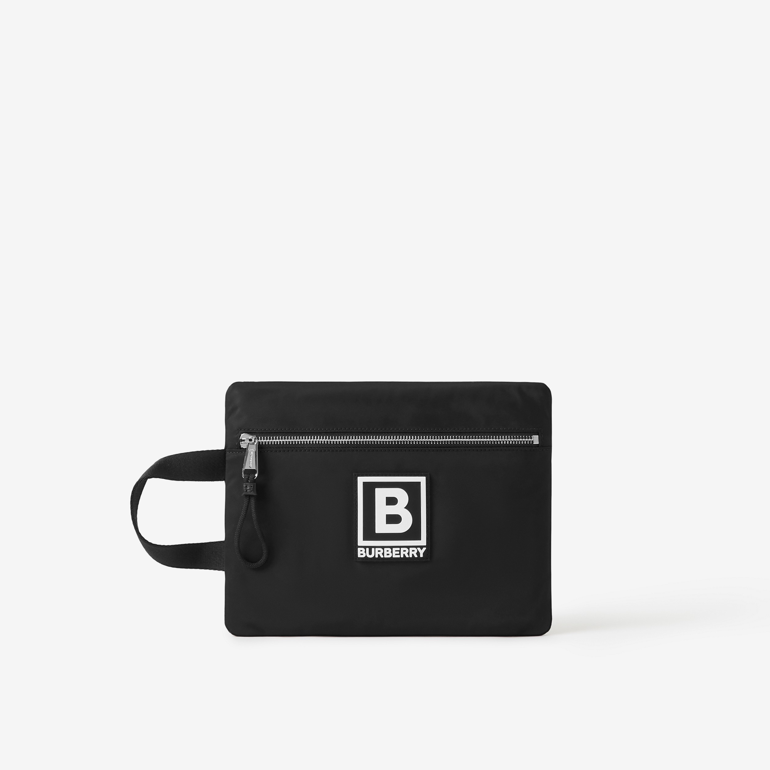 Bolsa pouch de nylon com estampa gráfica de letra (Preto) - Homens | Burberry® oficial - 1