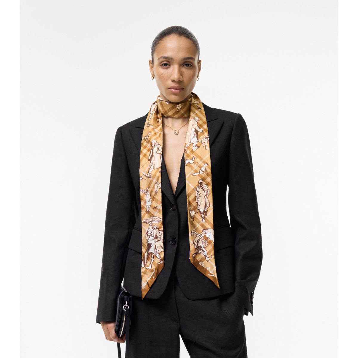  Check Skinny Mates Silk Scarf