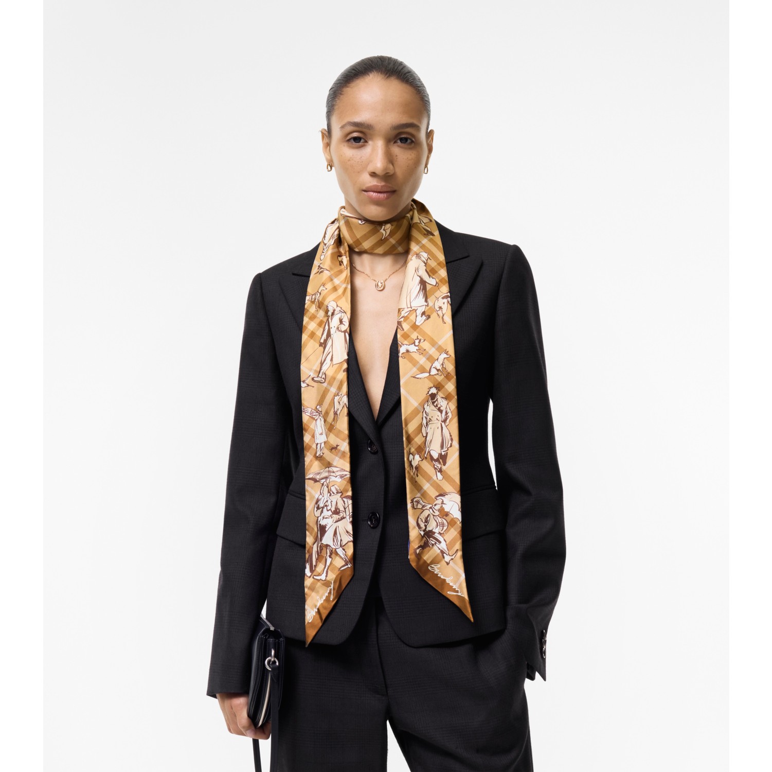 Skinny Check Mates Silk Scarf