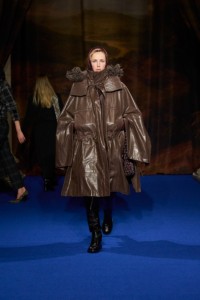 Edie Campbell wearing a Leather parka