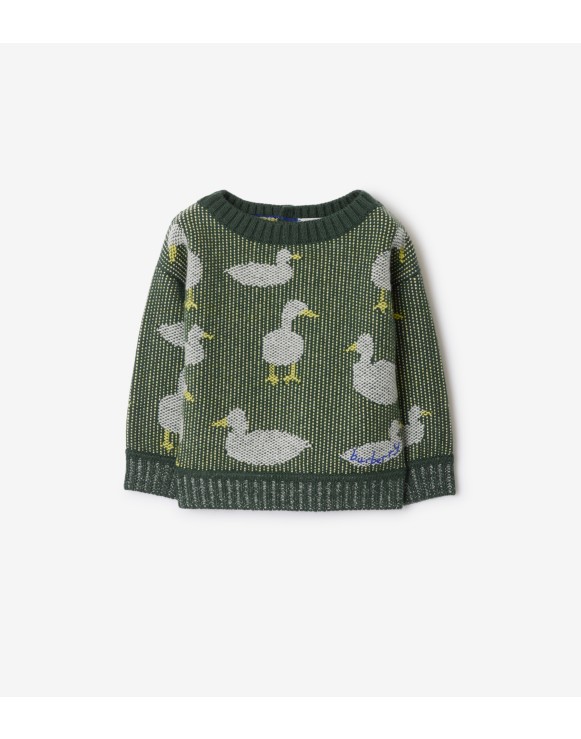 Pull en laine et cachemire mélangés à motif canard