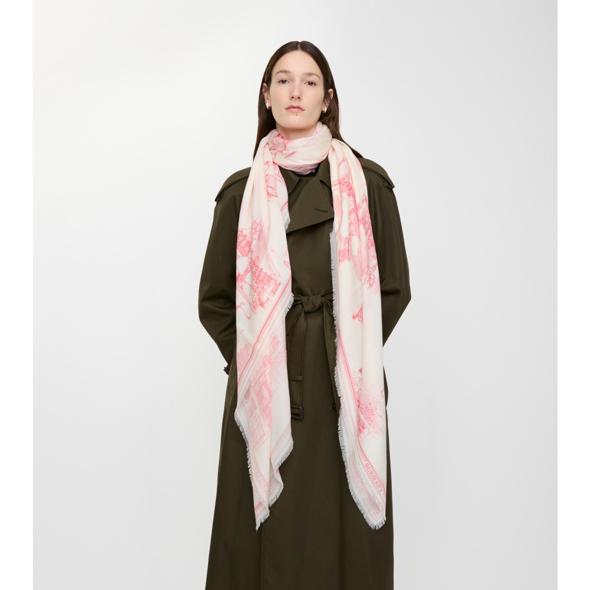  Printed London Landmarks Wool Silk Scarf