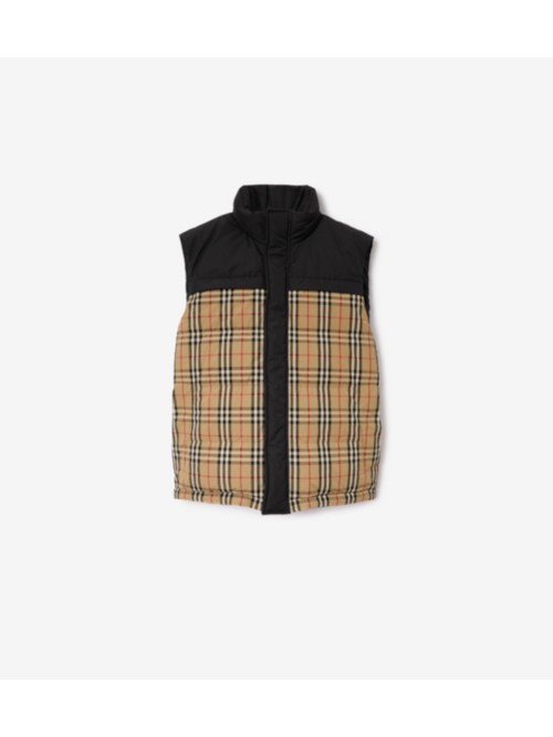 Shop Burberry Reversible Puffer Gilet In Archive Beige