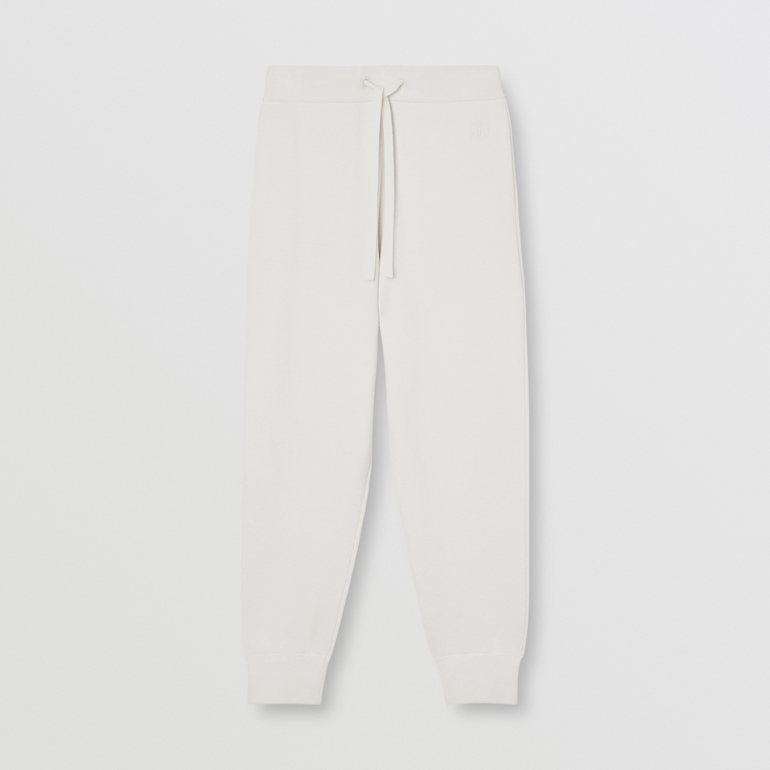 Custom Fit Monogram Motif Cashmere Cotton Blend Jogging Pants in Natural White - Women | Burberry® Official - 4